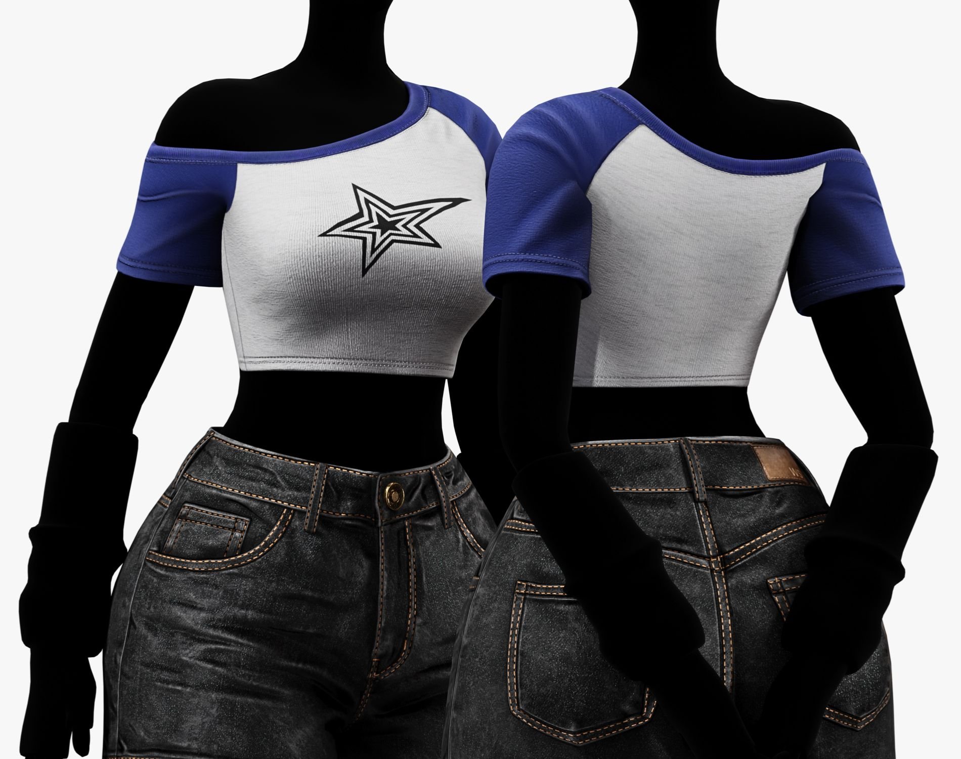 EGIRL Summer Streetwear Casual Jeans Shorts + Blouse | WOLVES STUDIO