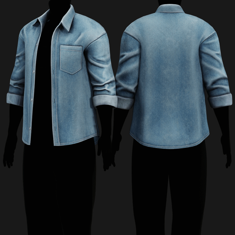 RANCHER - Denim Shirt | VRChat Male Clothing | WOLVES STUDIO