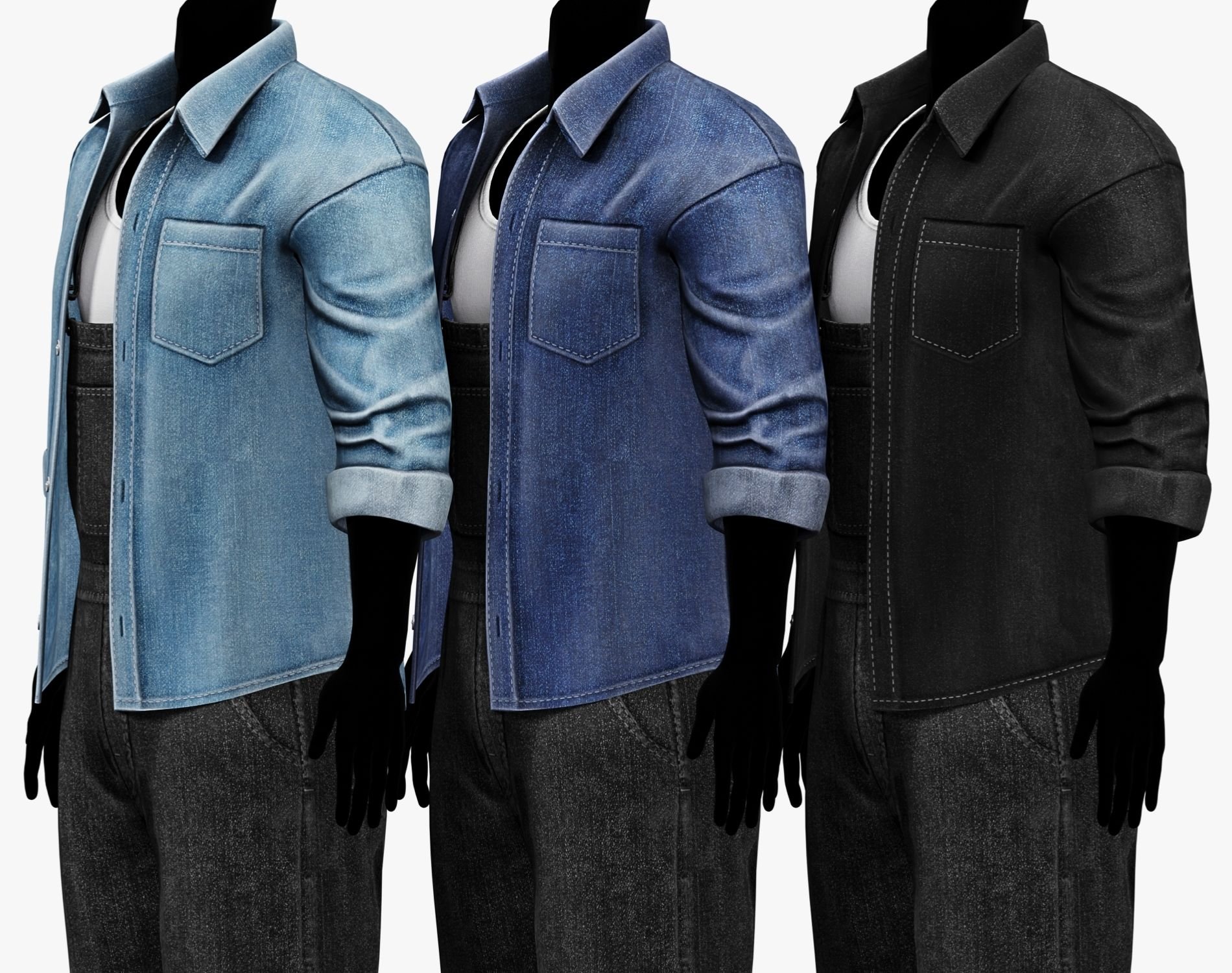 RANCHER - Denim Shirt | VRChat Male Clothing | WOLVES STUDIO