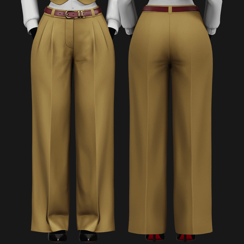 Women's Wide Leg Pants + Belt - Mafia Style Pack 01 | WOLVES STUDIO