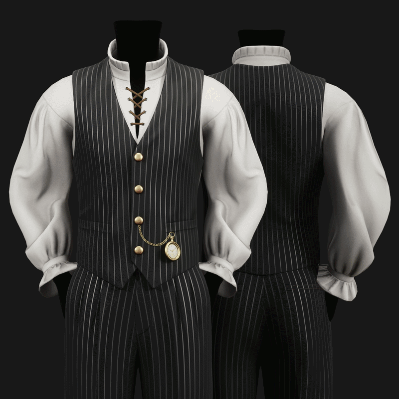 Men's Gothic Pinstripe Suit Vest + Shirt - Halloween Outfit | WOLVES STUDIO