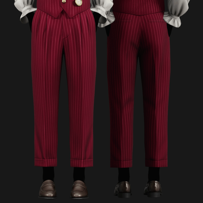Men's Pinstripe Pleated Pants - Modular Outfit | WOLVES STUDIO