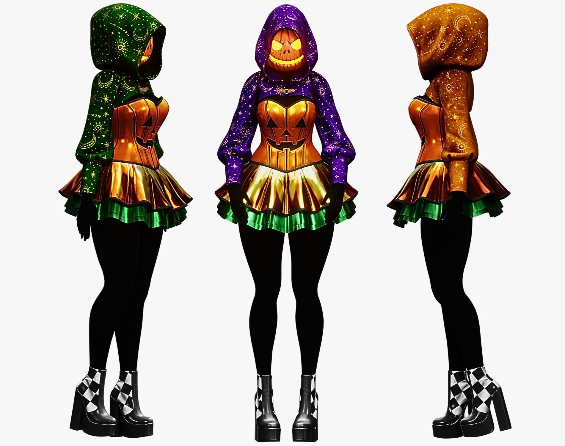 Pumpkincore Outfit - Dress + Cropped Hoodie | WOLVES STUDIO