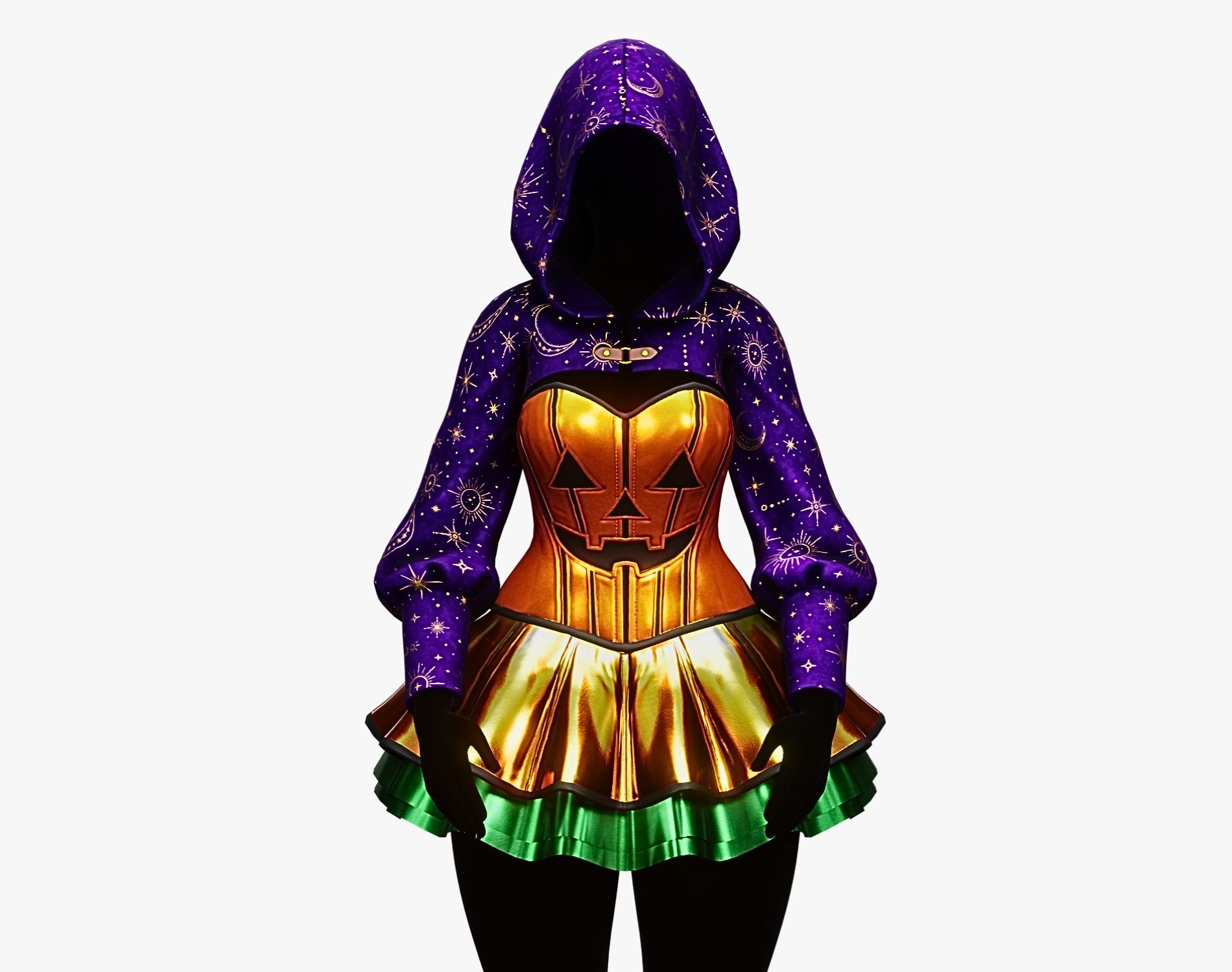 Pumpkincore Outfit - Dress + Cropped Hoodie | WOLVES STUDIO
