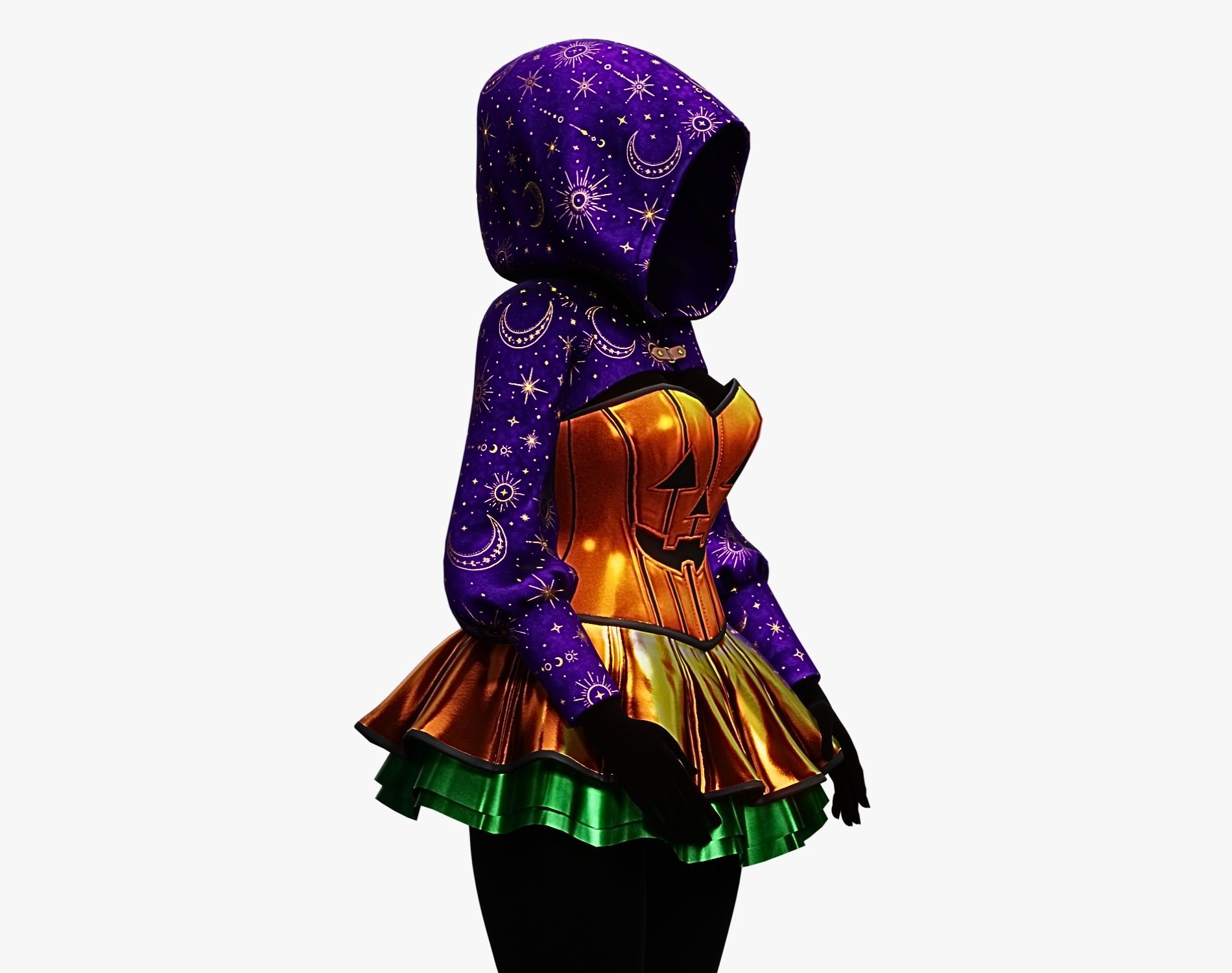 Pumpkincore Outfit - Dress + Cropped Hoodie | WOLVES STUDIO