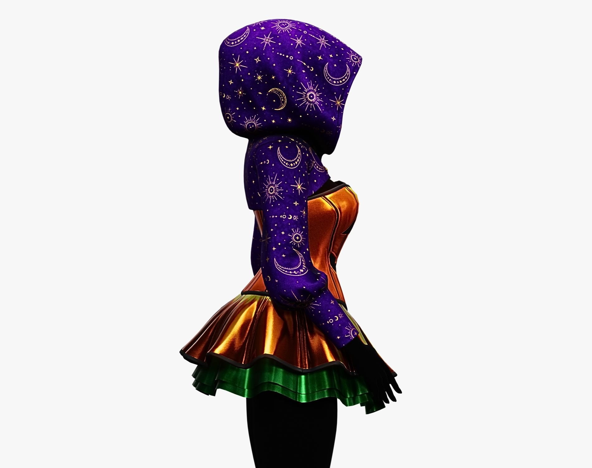 Pumpkincore Outfit - Dress + Cropped Hoodie | WOLVES STUDIO