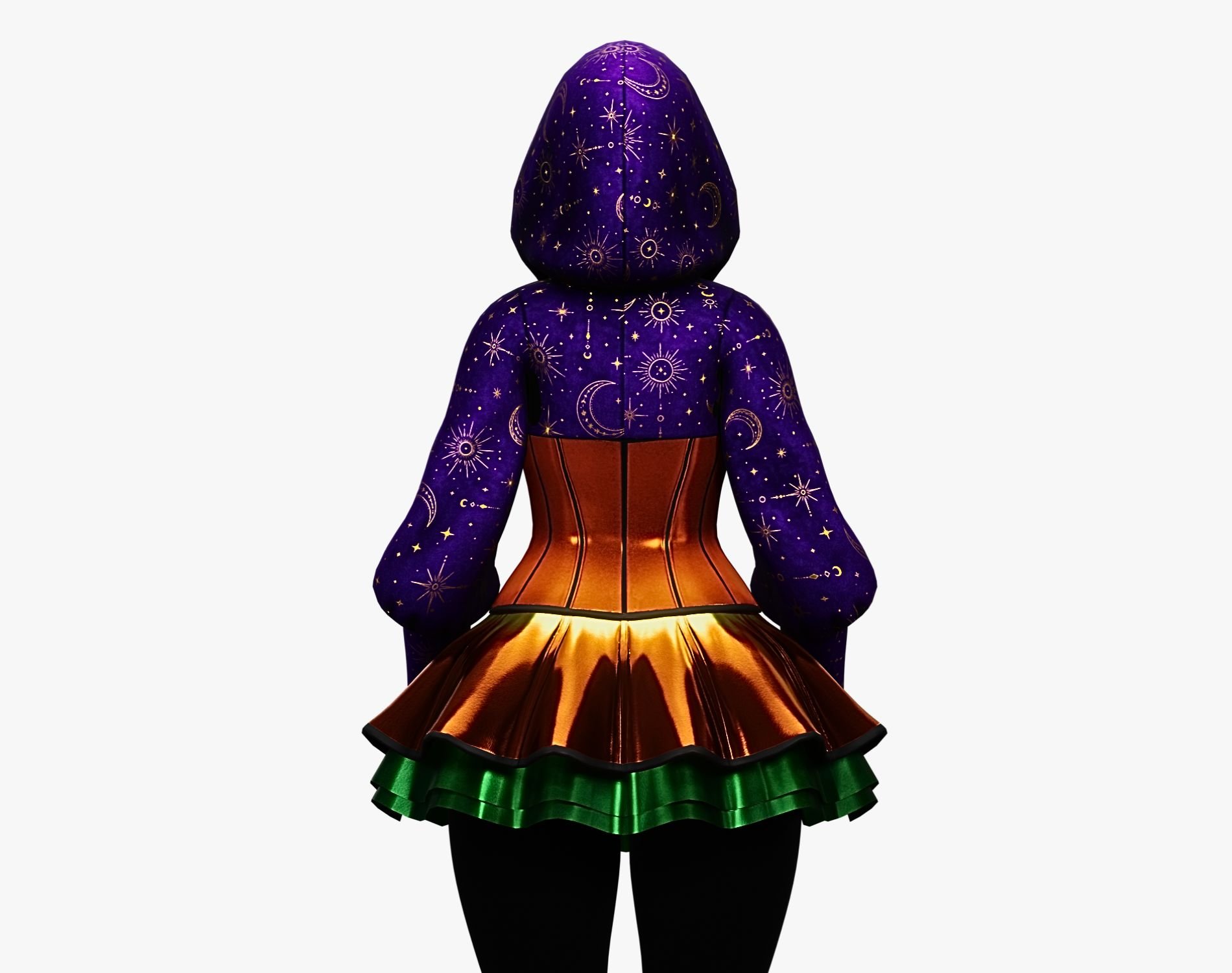Pumpkincore Outfit - Dress + Cropped Hoodie | WOLVES STUDIO