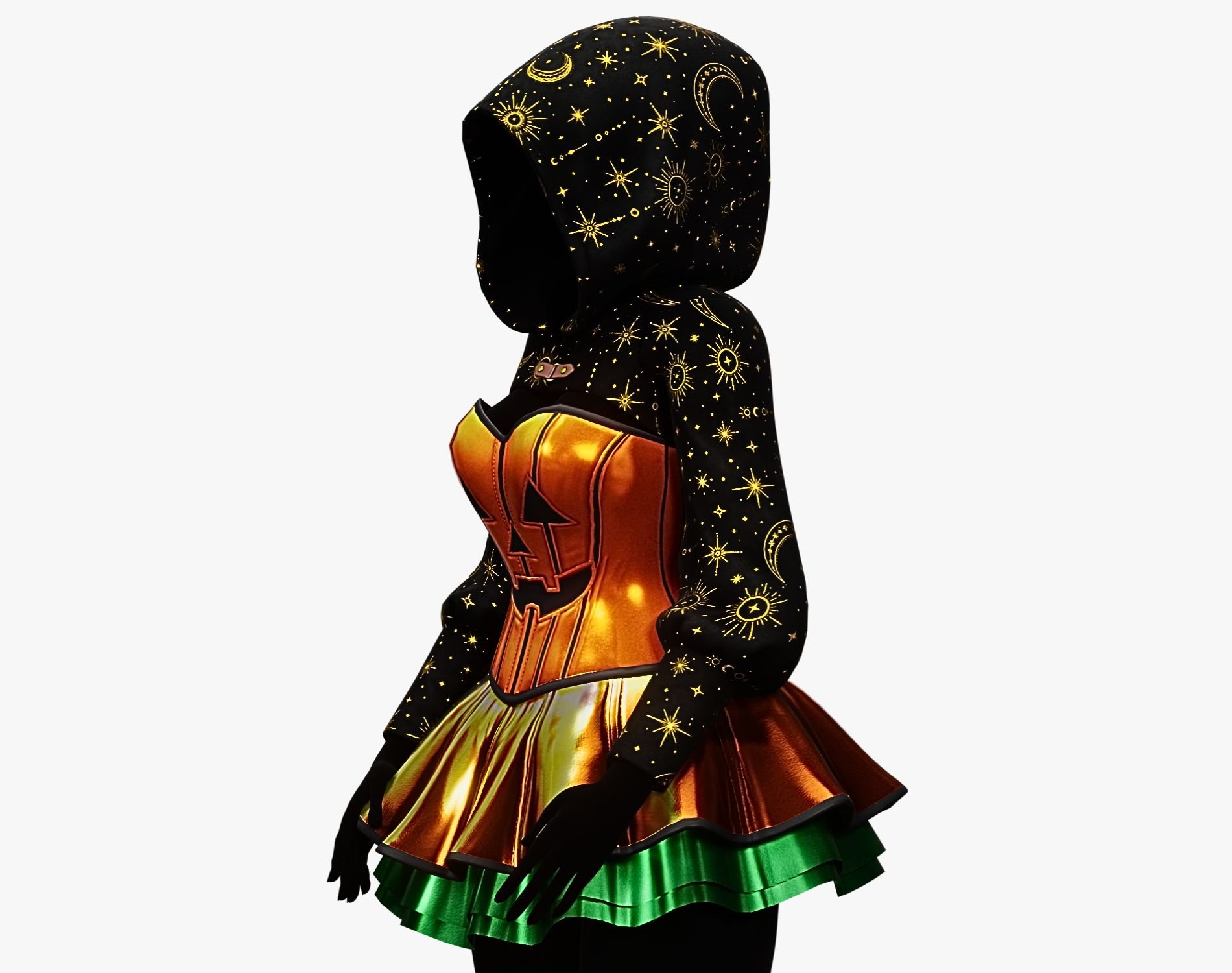 Pumpkincore Outfit - Dress + Cropped Hoodie | WOLVES STUDIO