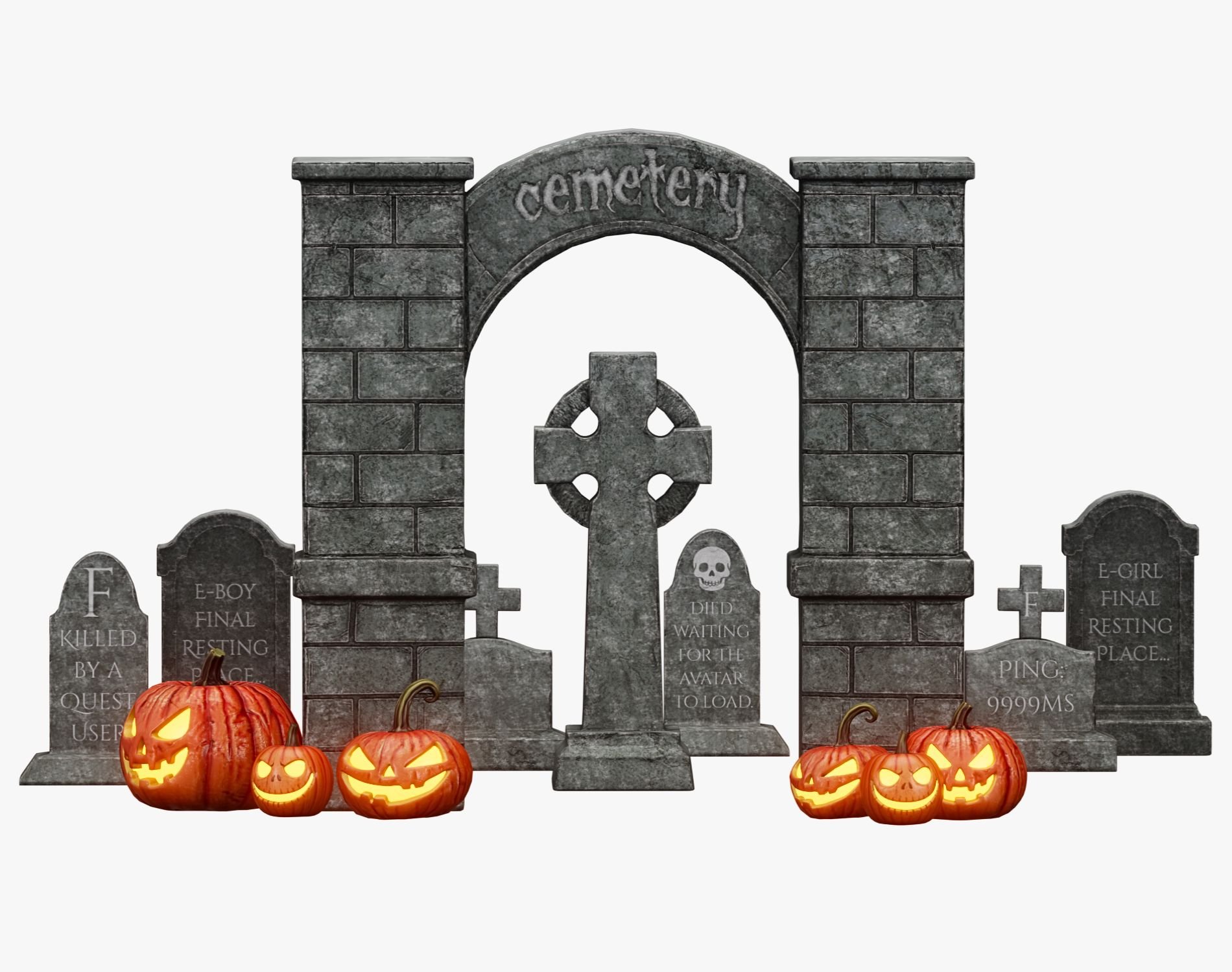 Gothic Cemetery Props for Halloween | WOLVES STUDIO