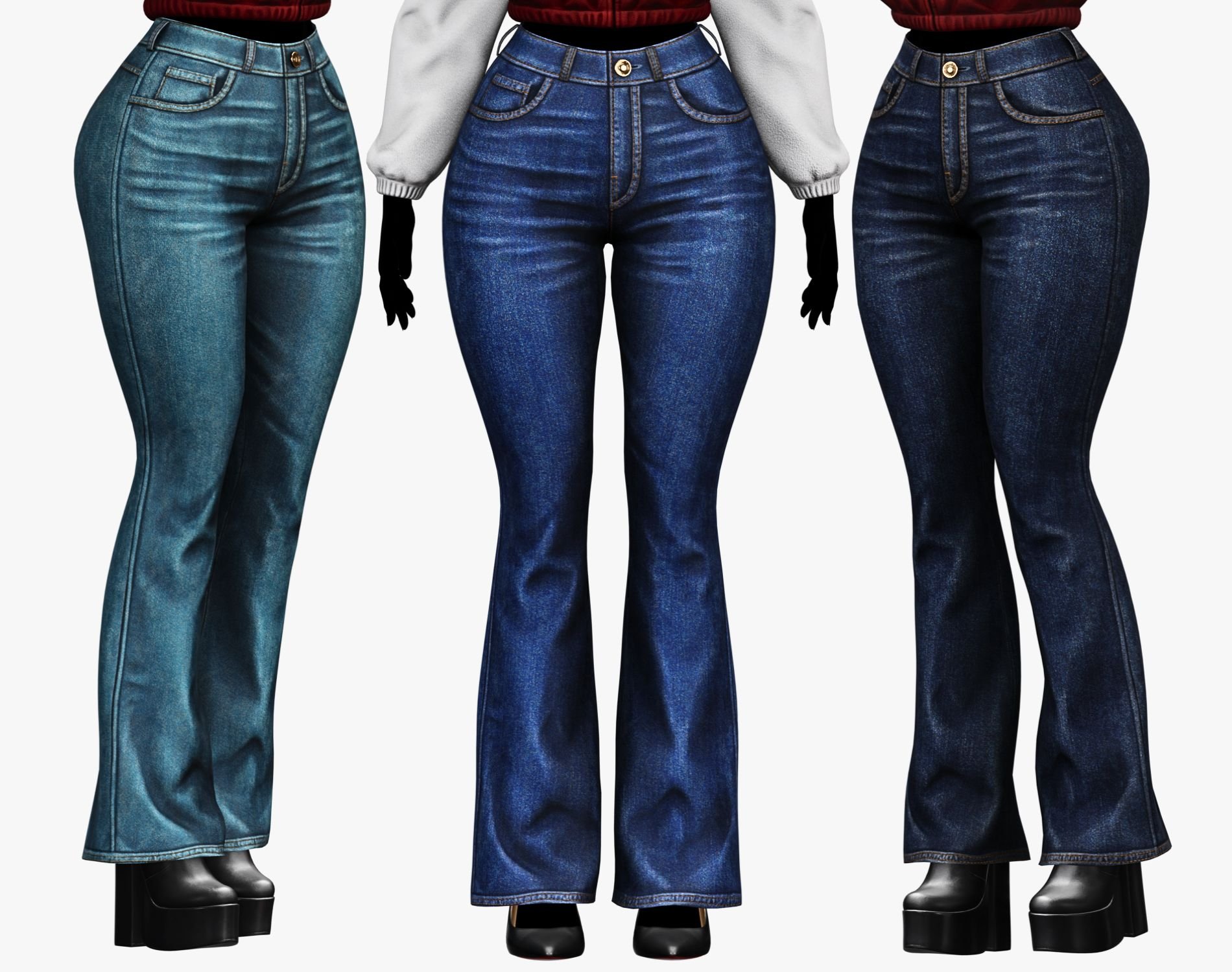 Women's Flare Jeans Pants | WOLVES STUDIO