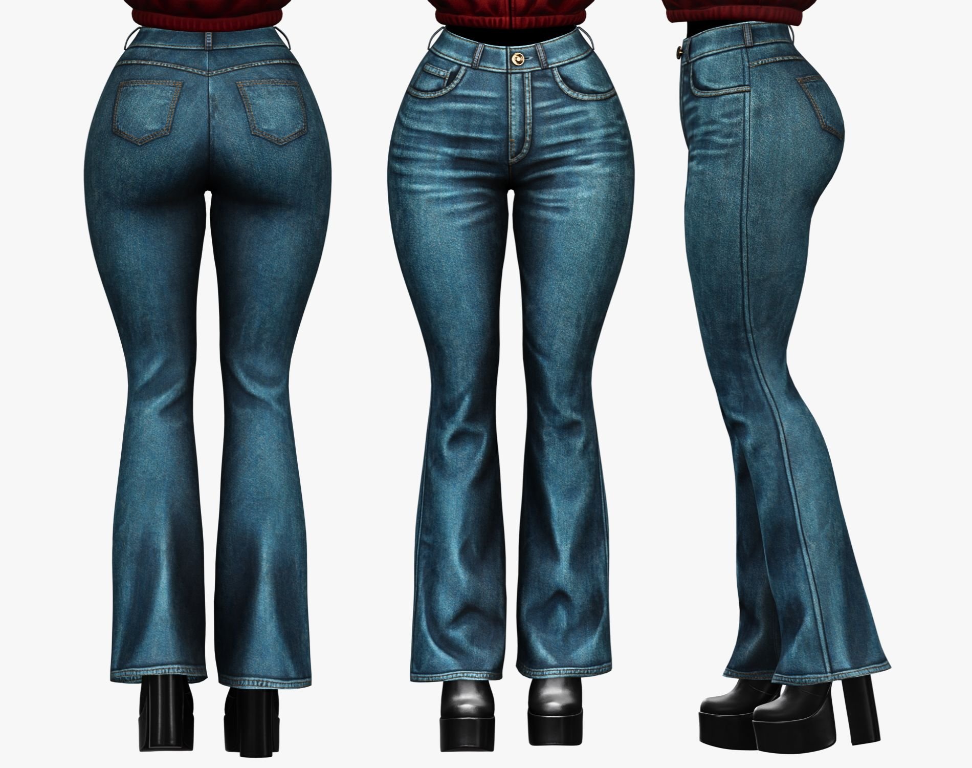 Women's Flare Jeans Pants | WOLVES STUDIO