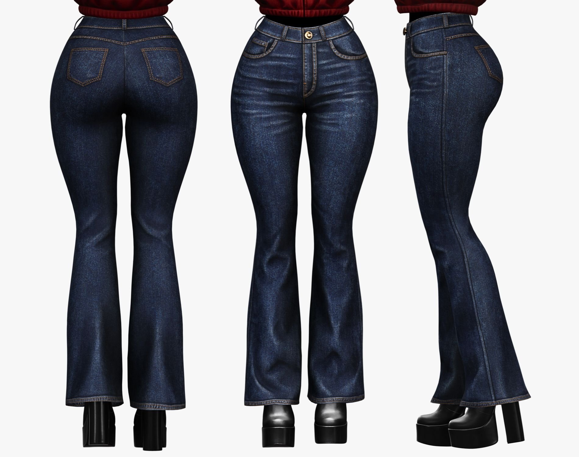 Women's Flare Jeans Pants | WOLVES STUDIO