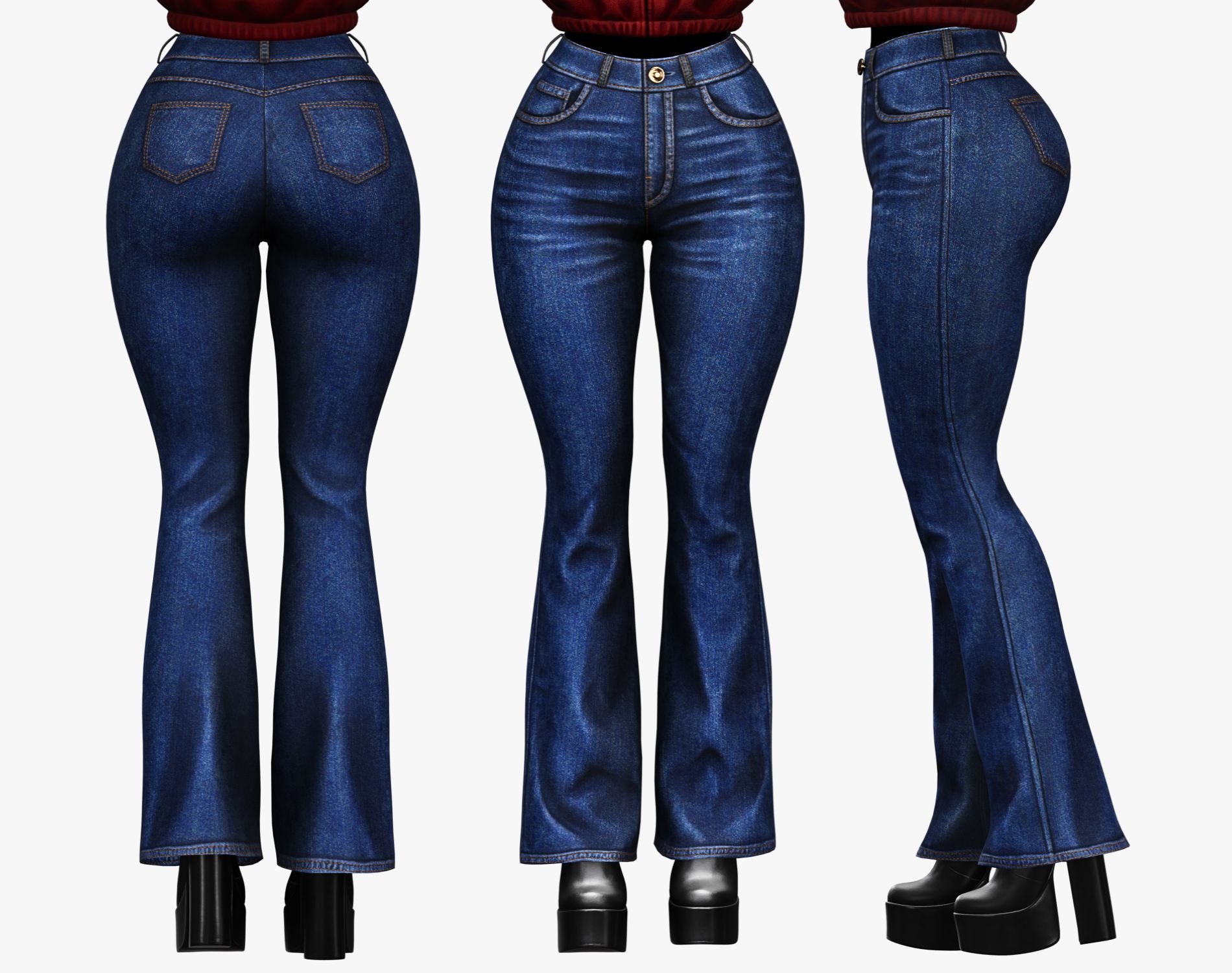 Women's Flare Jeans Pants | WOLVES STUDIO
