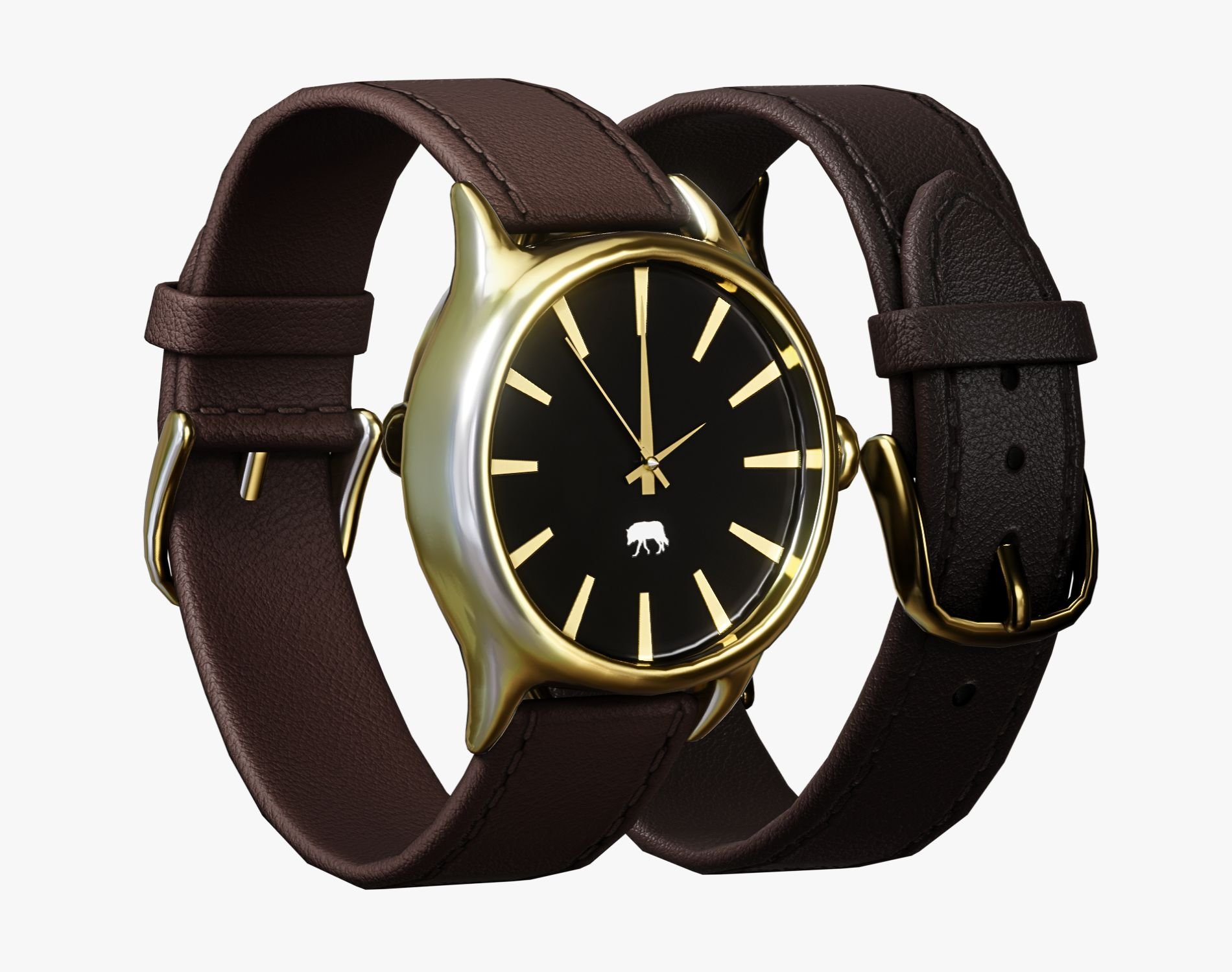 Mafia Driver Set - Fingerless Leather Gloves + Classic Analog Watch