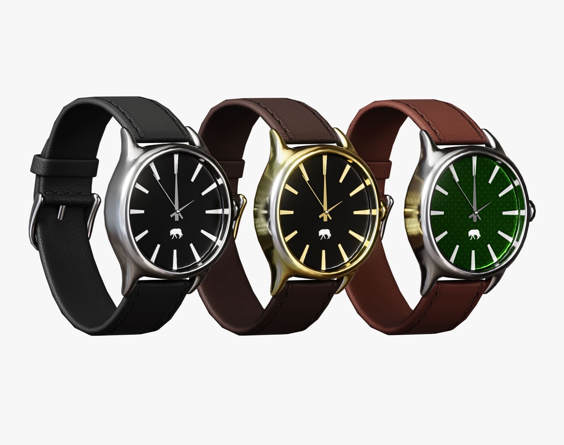 Mafia Driver Set - Fingerless Leather Gloves + Classic Analog Watch