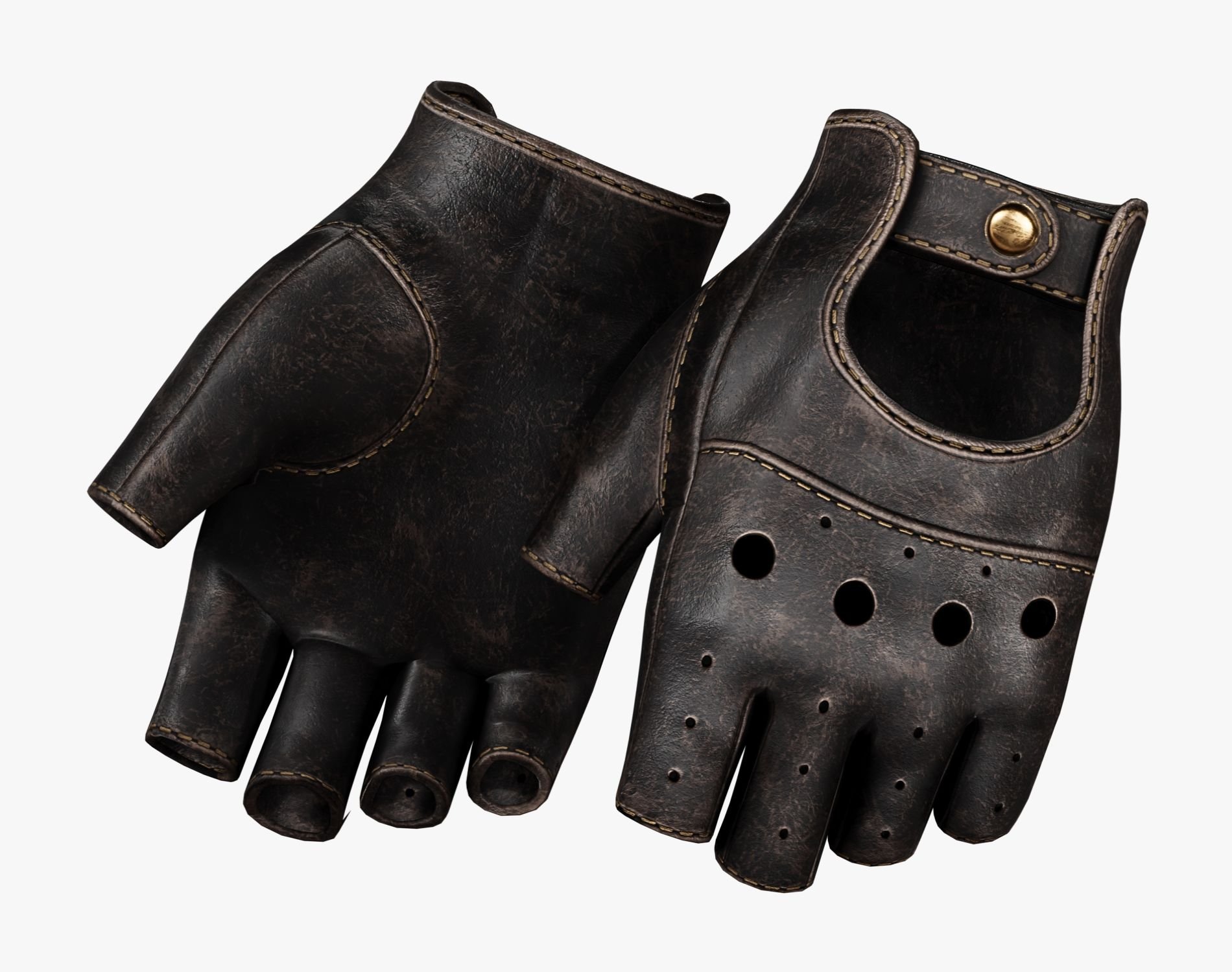 Mafia Driver Set - Fingerless Leather Gloves + Classic Analog Watch