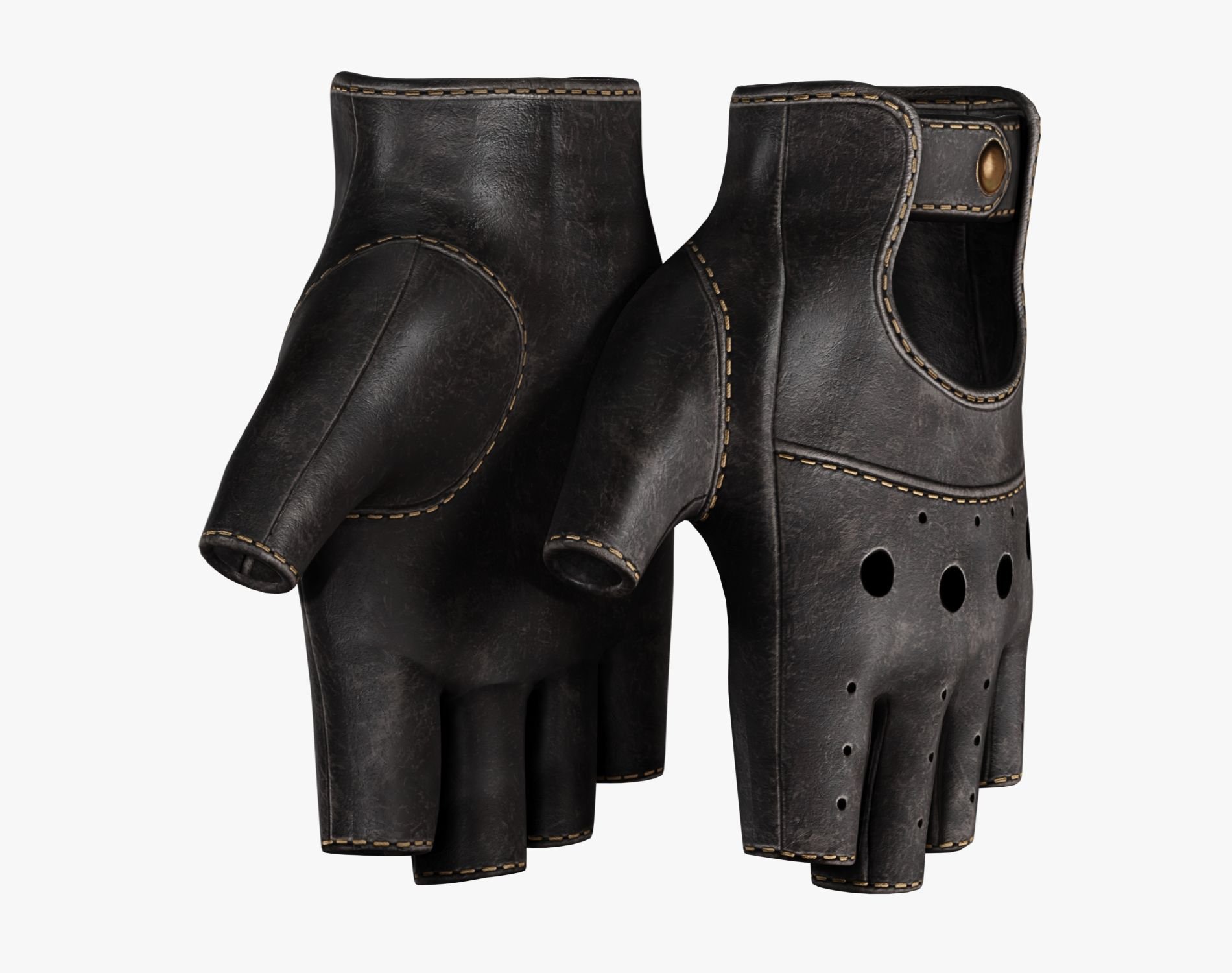 Mafia Driver Set - Fingerless Leather Gloves + Classic Analog Watch