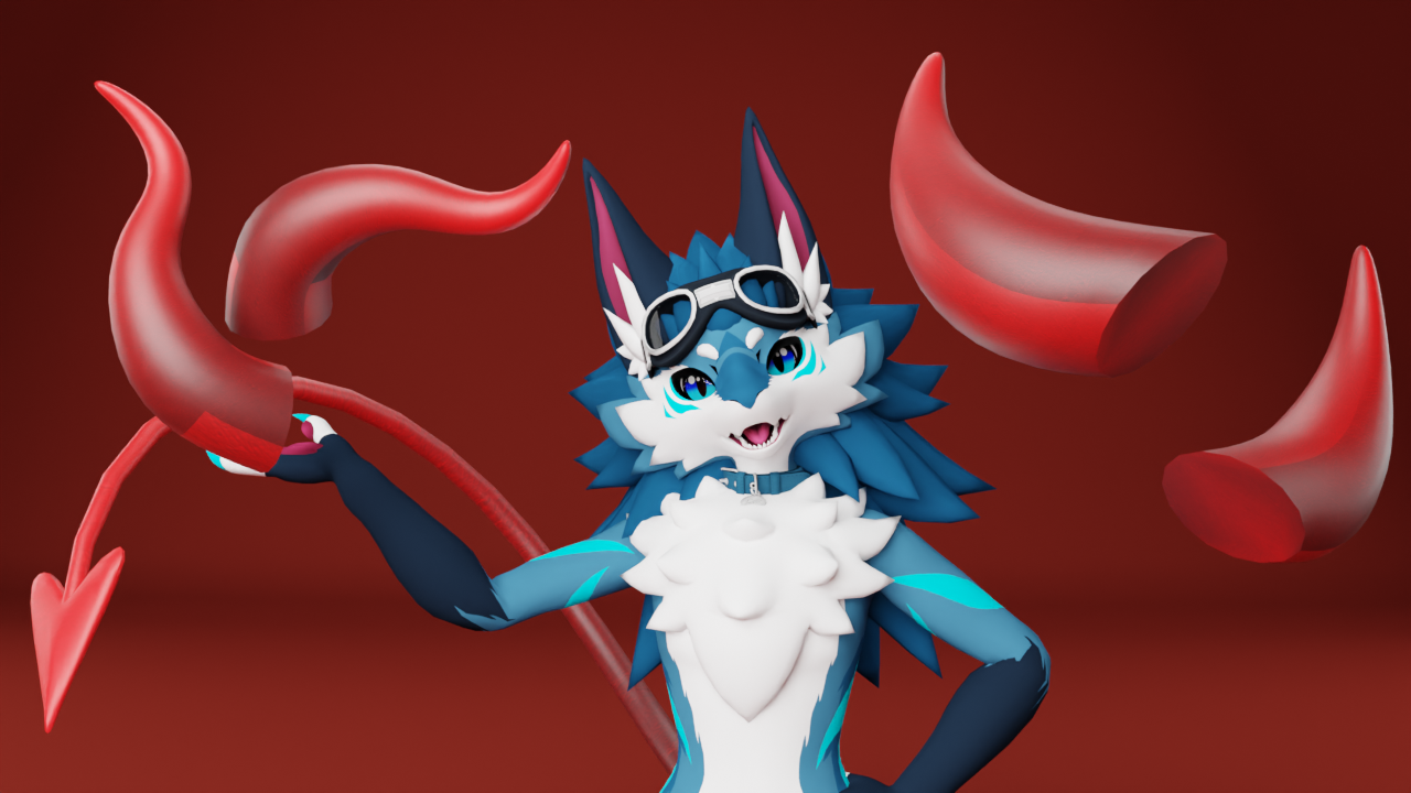 Universal Demon Horns & Tail Pack – VRChat Avatar Accessory