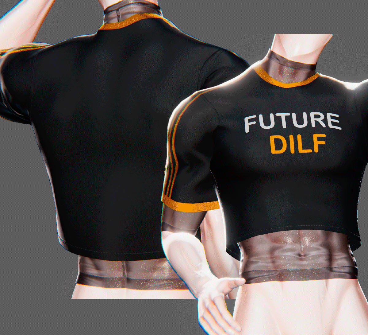 crop tee & fishnets/compression