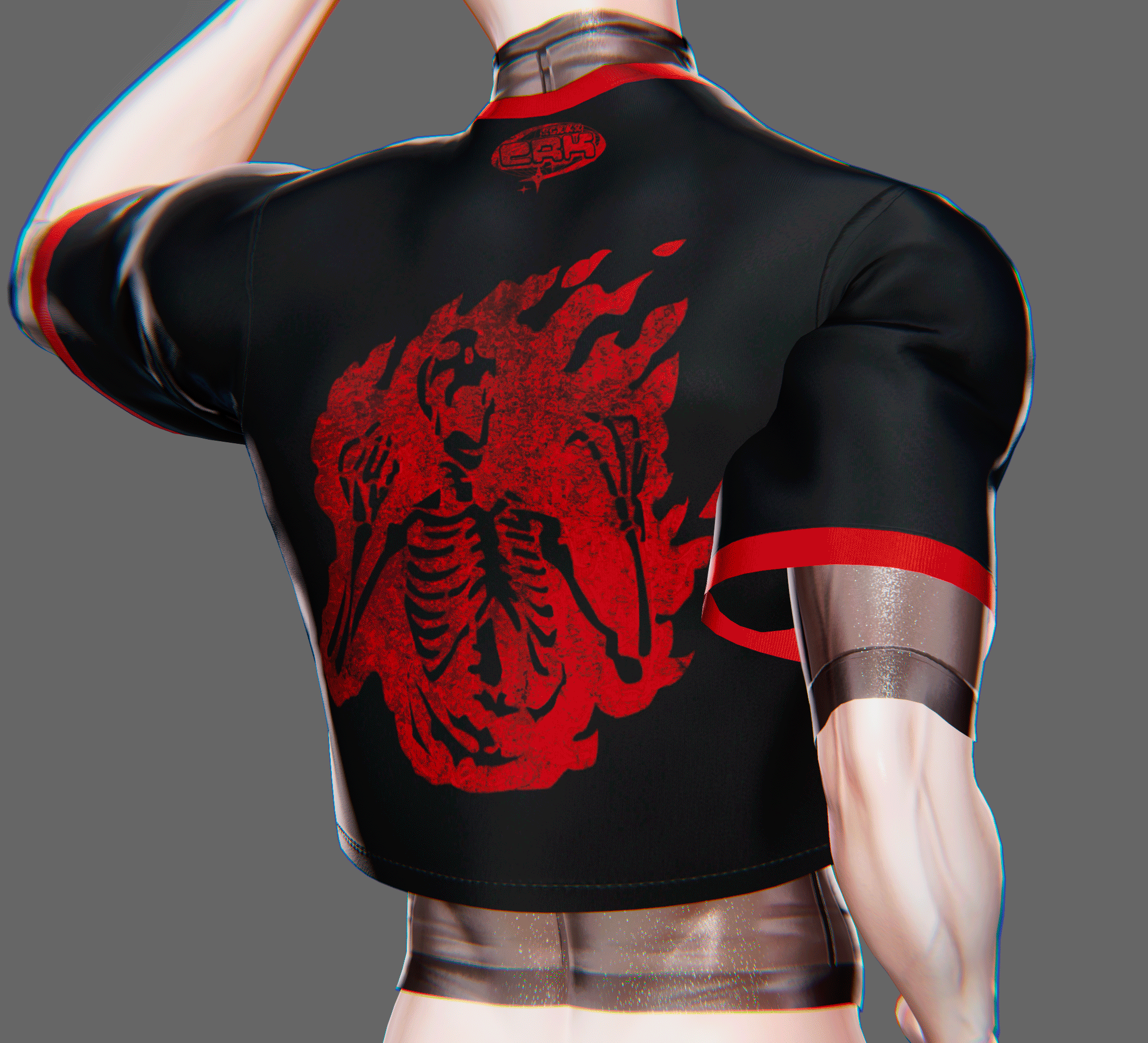 crop tee & fishnets/compression
