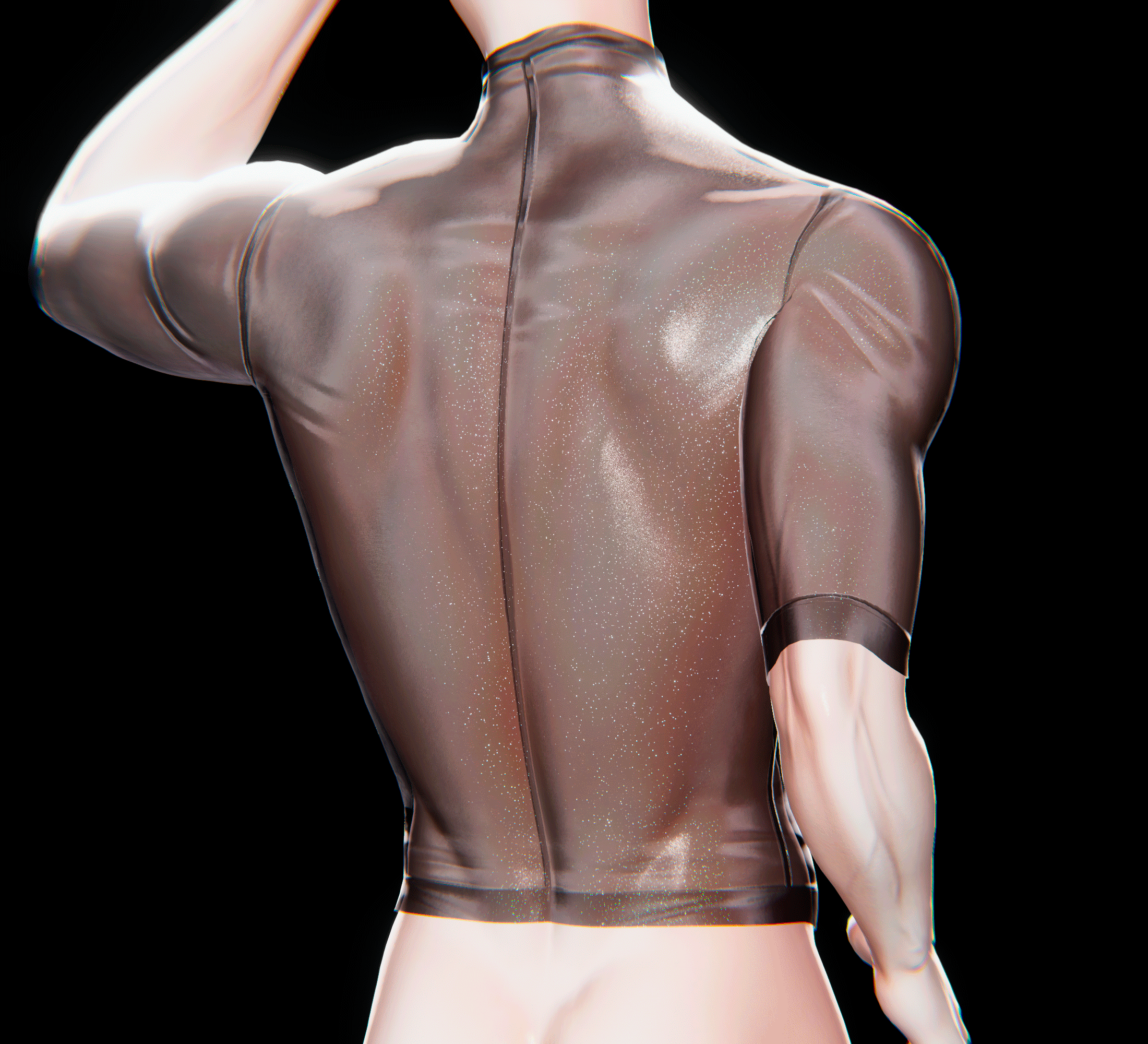 crop tee & fishnets/compression
