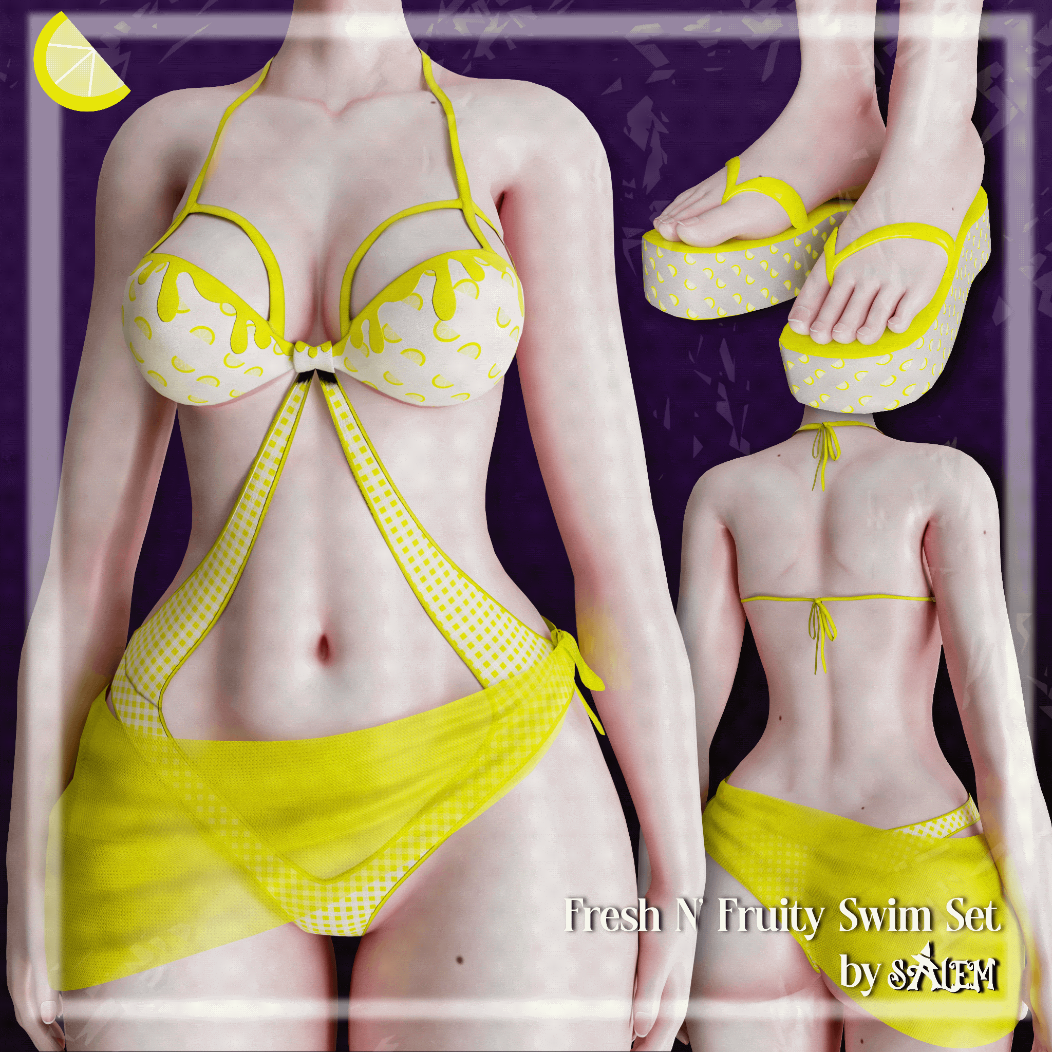 Fresh N' Fruity Swim Set | Blueberry, Watermelon, Cherry, Strawberry, Lemon, Lime, Orange Swimsuit and Flip Flops