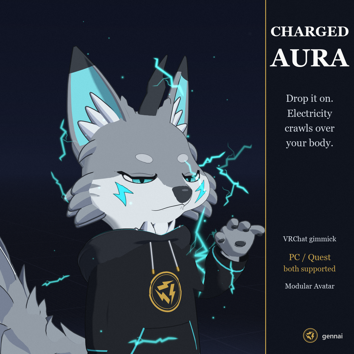 Charged Aura – Crawling Electricity Particles | VRChat Gimmick [PC + Quest, Modular Avatar]
