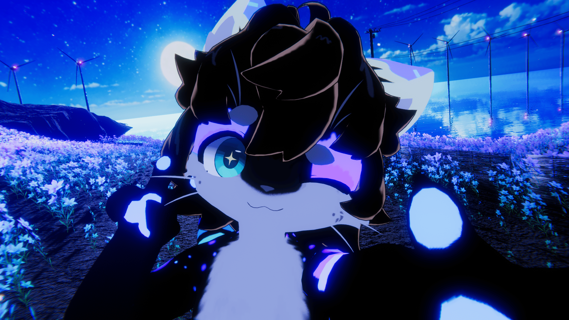 Neon Blue Heart ChezzPuff Texture