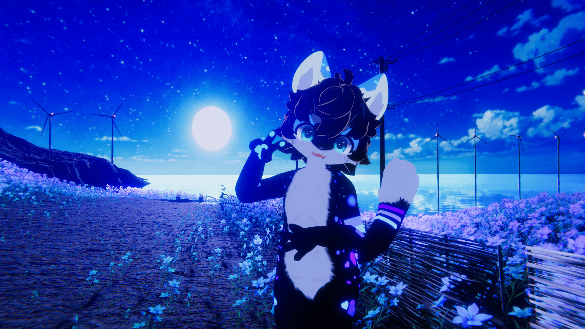 Neon Blue Heart ChezzPuff Texture