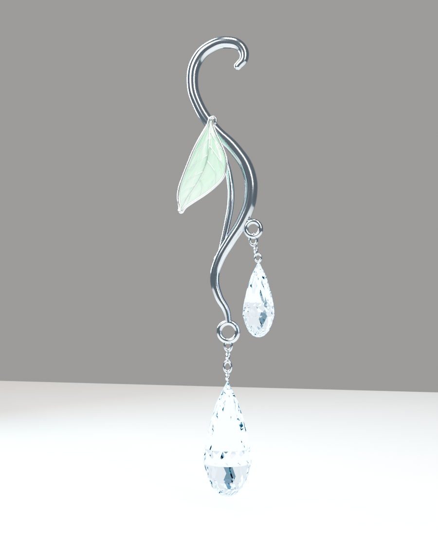 Lunaria Dew Earrings | Mint Leaf & Twin Crystal Drops