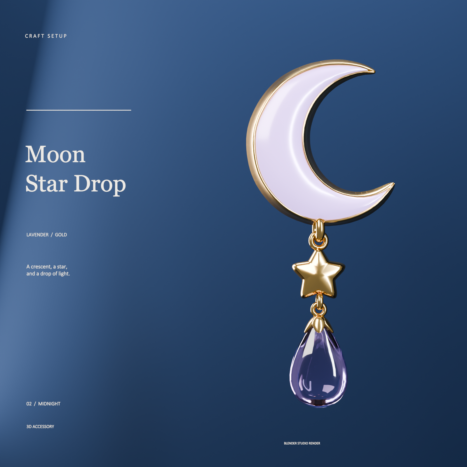 Moon Star Drop | Lavender Moon & Crystal Hair Ornament | VRChat PC