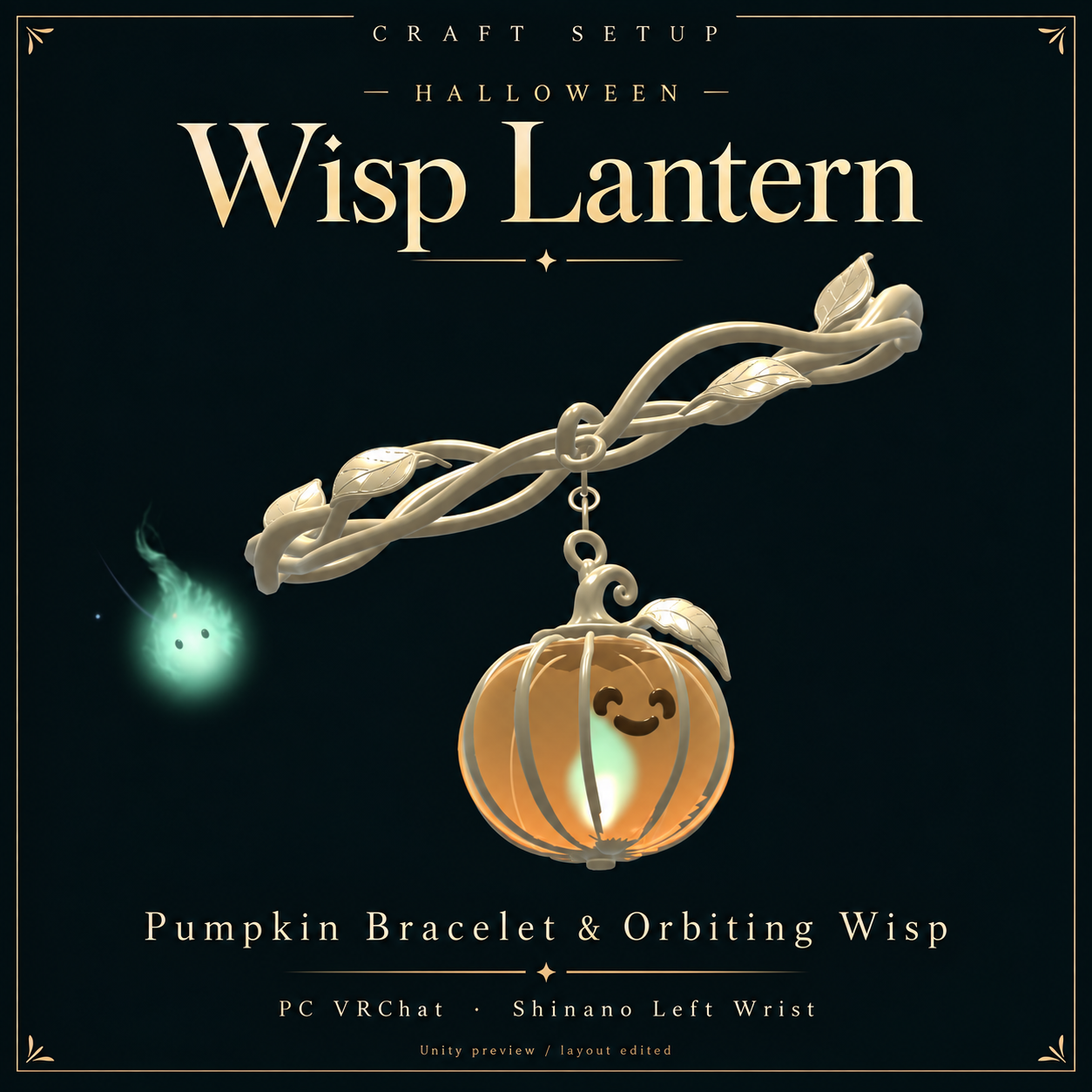 Halloween Wisp Lantern | Pumpkin Bracelet & Orbiting Wisp | PC VRChat