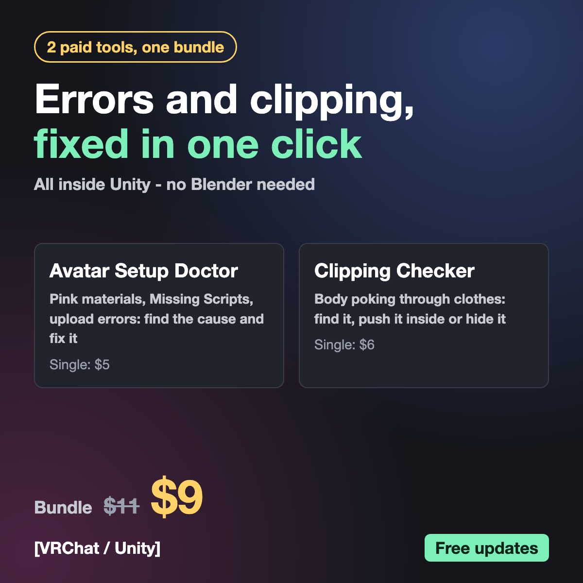 Fix avatar errors & body clipping in one click - Avatar Helper Bundle [VRChat / Unity]