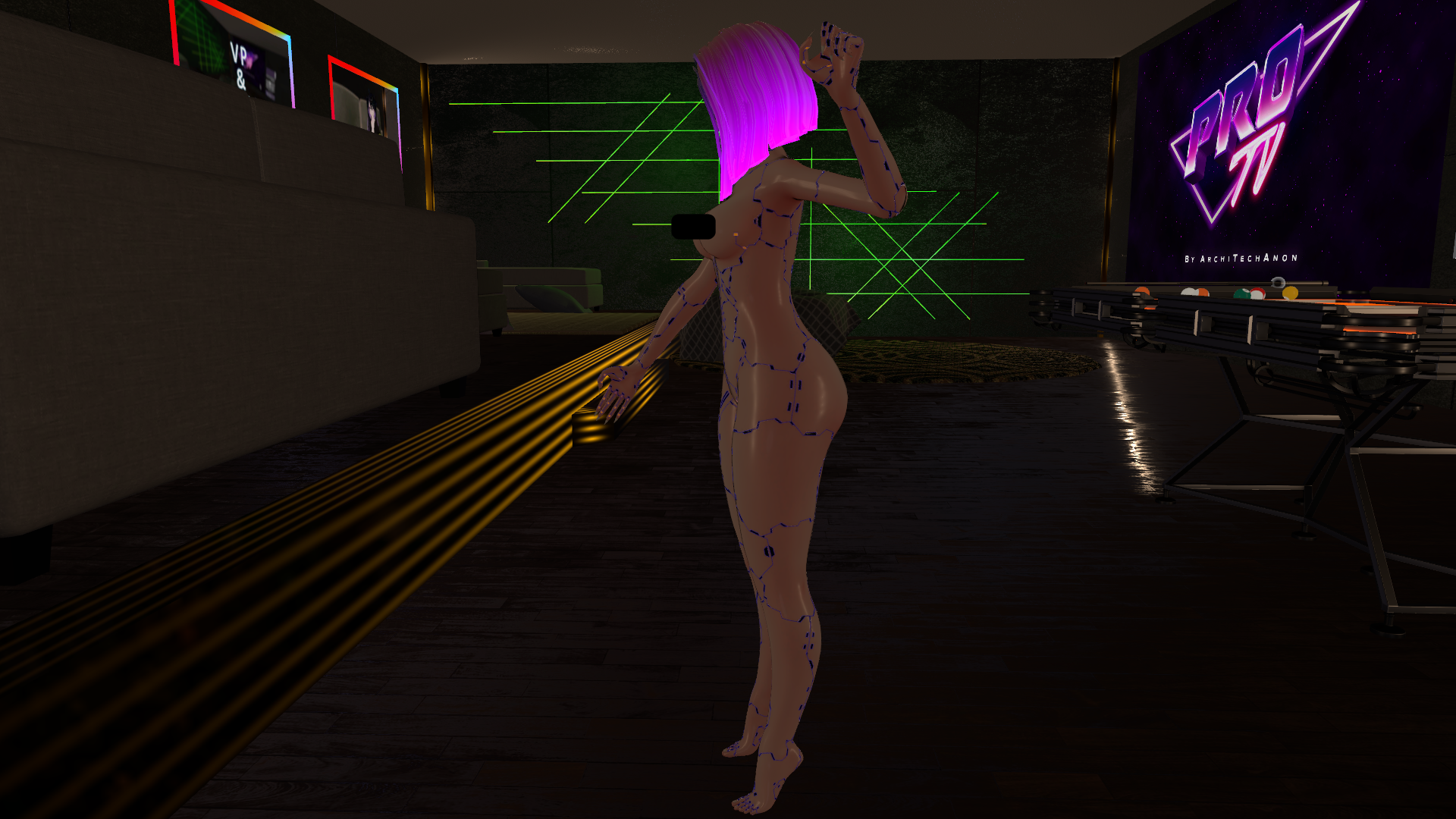 Cyberpunk Body Texture for Pandaabear Female Base (Heels) + Flat Foot V1