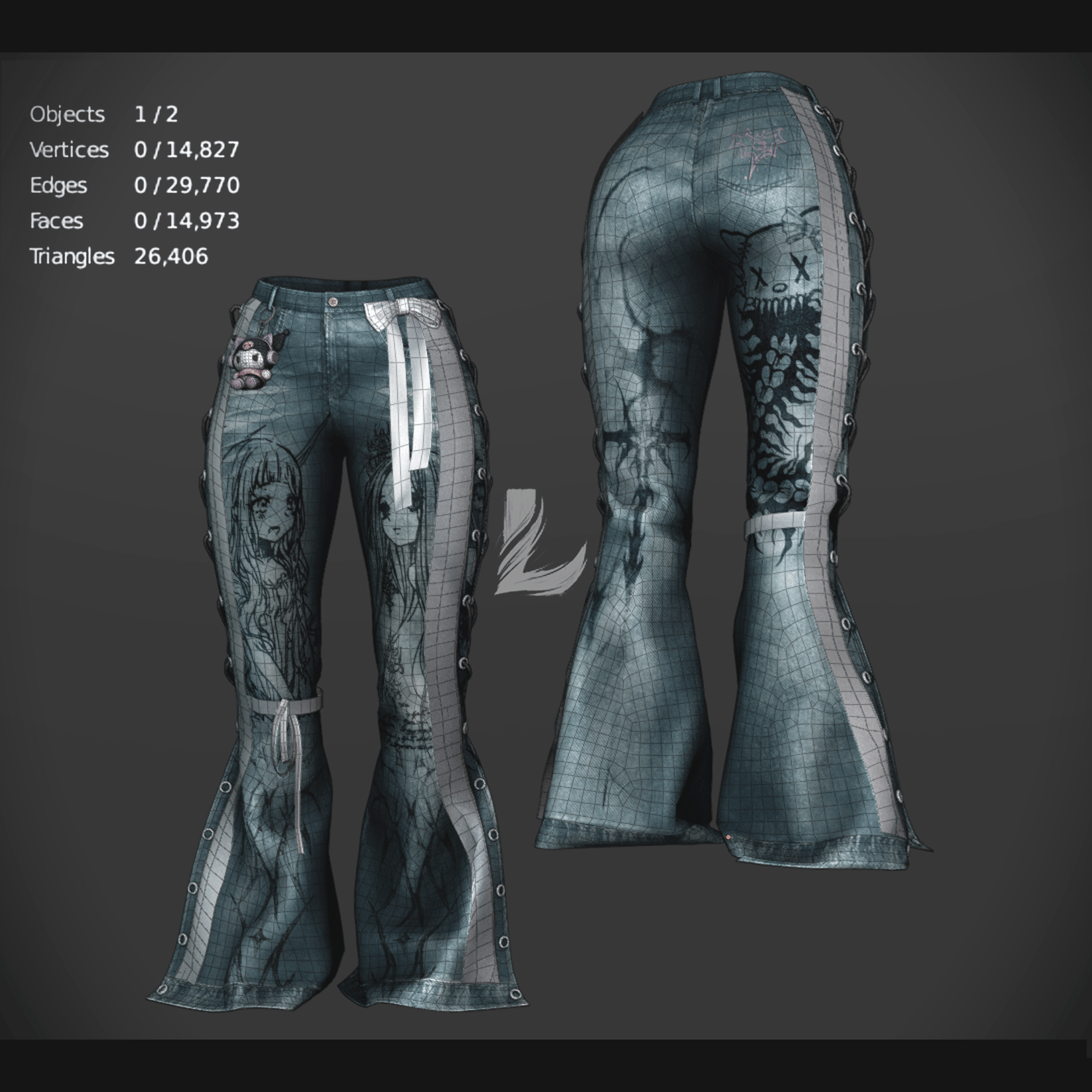Y2K PANTS + KEYCHAIN (Personal and commercial)