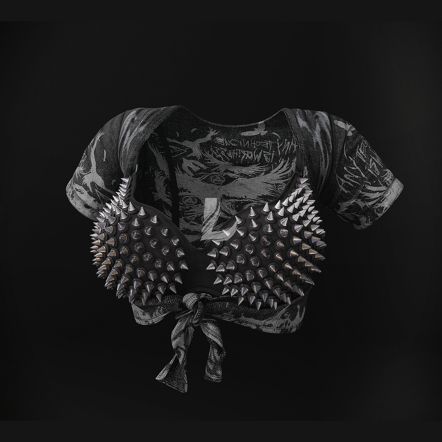 KNOTTED SHIRT + SPIKE BRA (Personal and commercial)