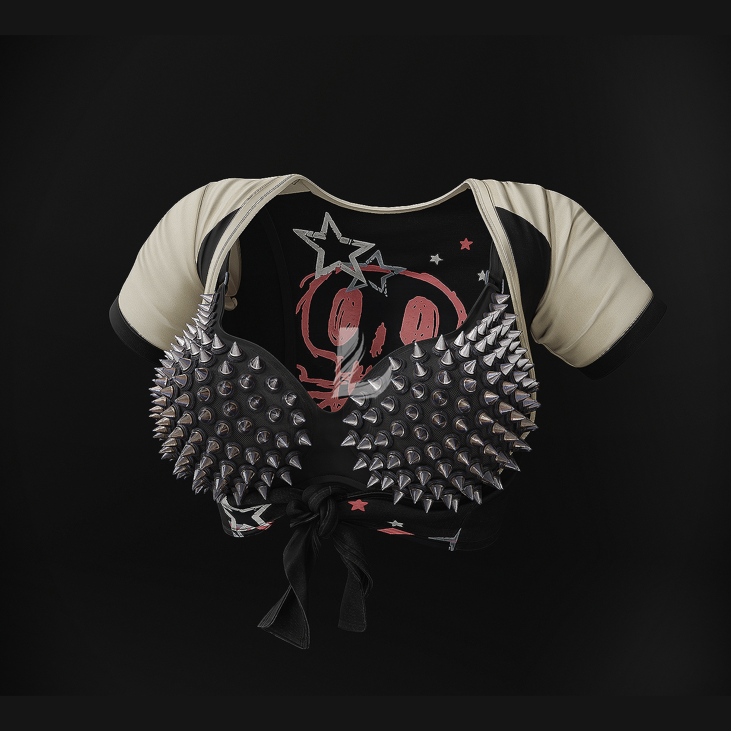 KNOTTED SHIRT + SPIKE BRA (Personal and commercial)