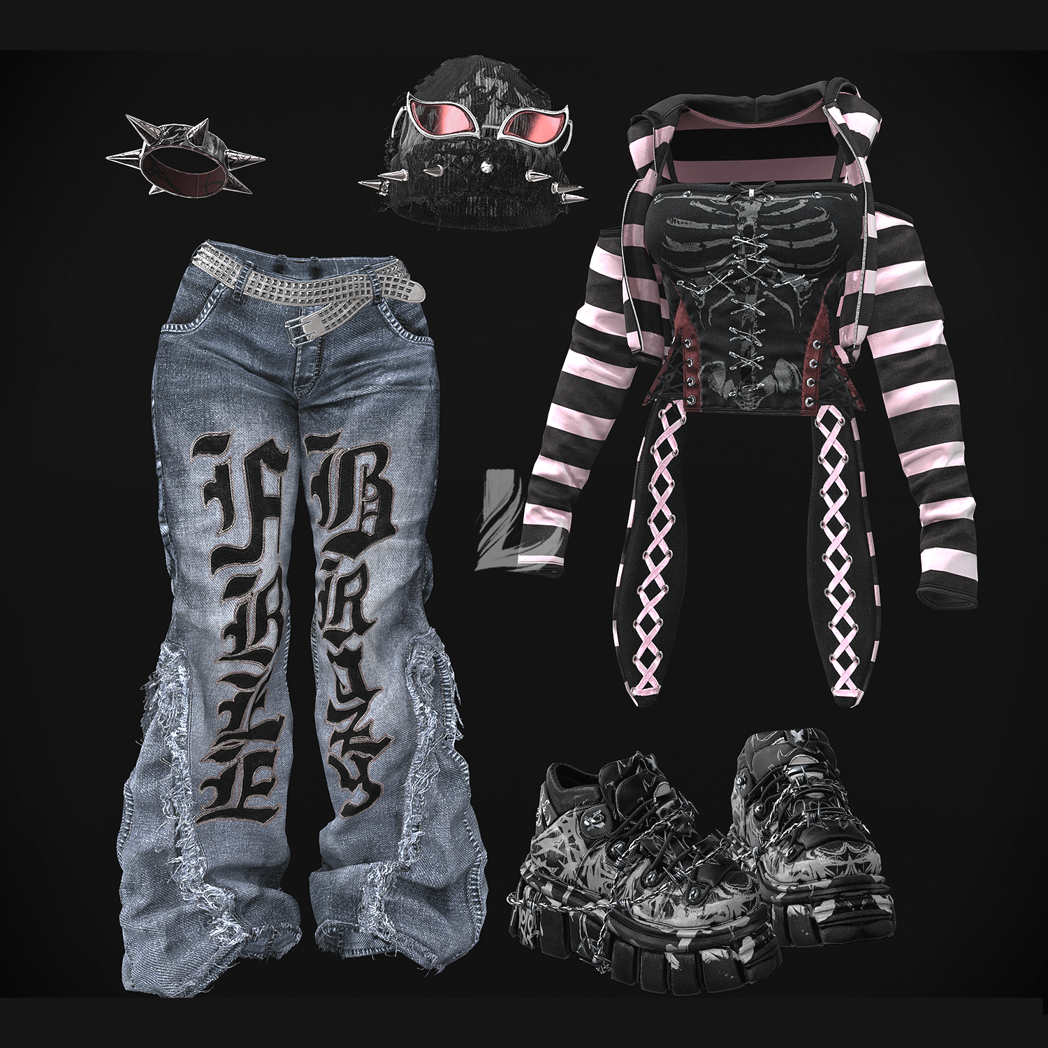 CYBER Y2K OUTFIT SET