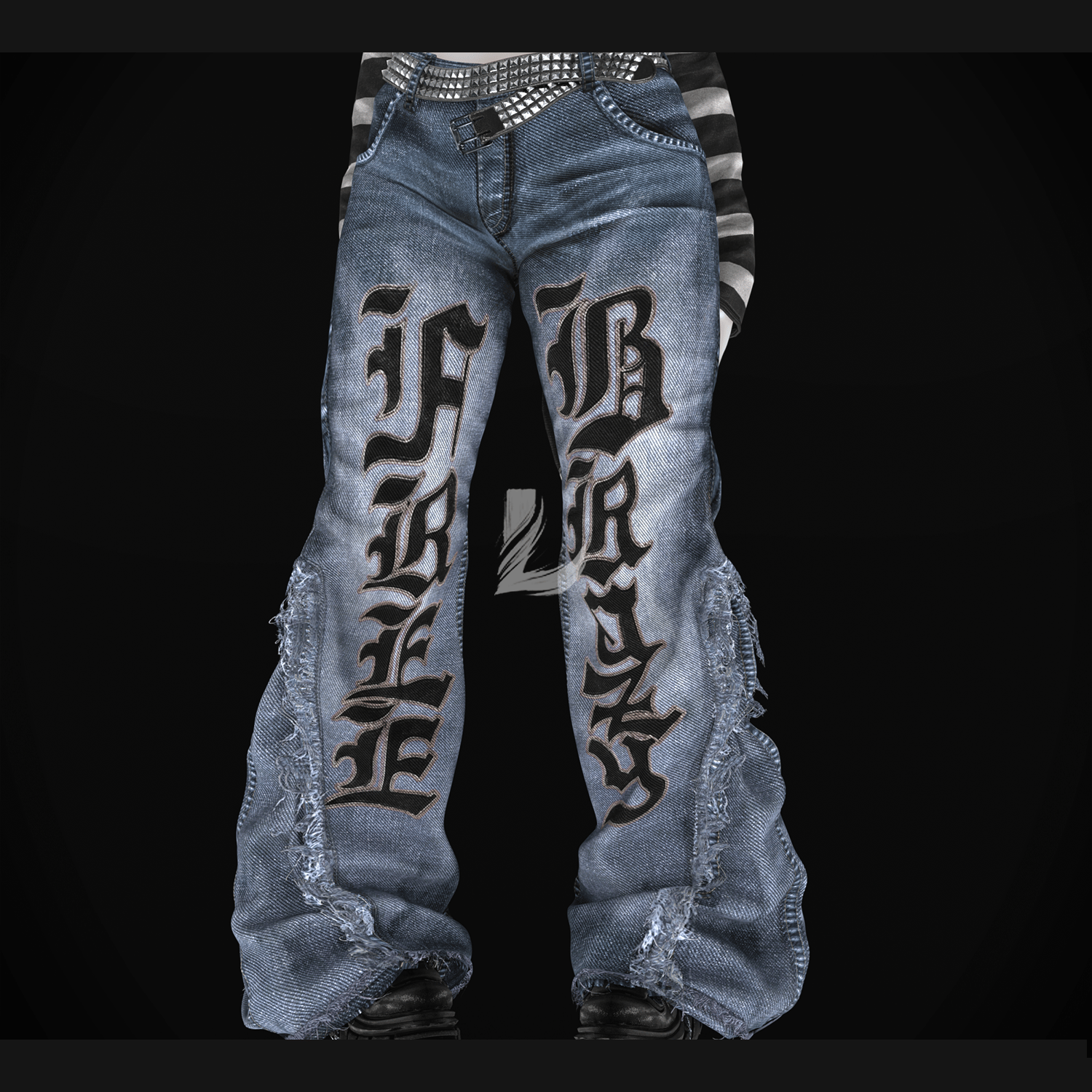 FRAYED JEANS + PUNK BELT (Personal and commercial)