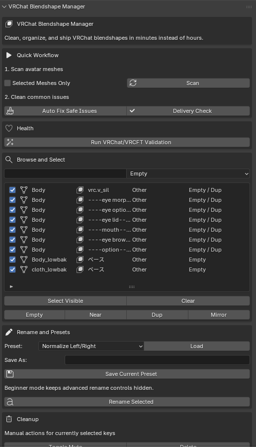 VRChat Blendshape Manager