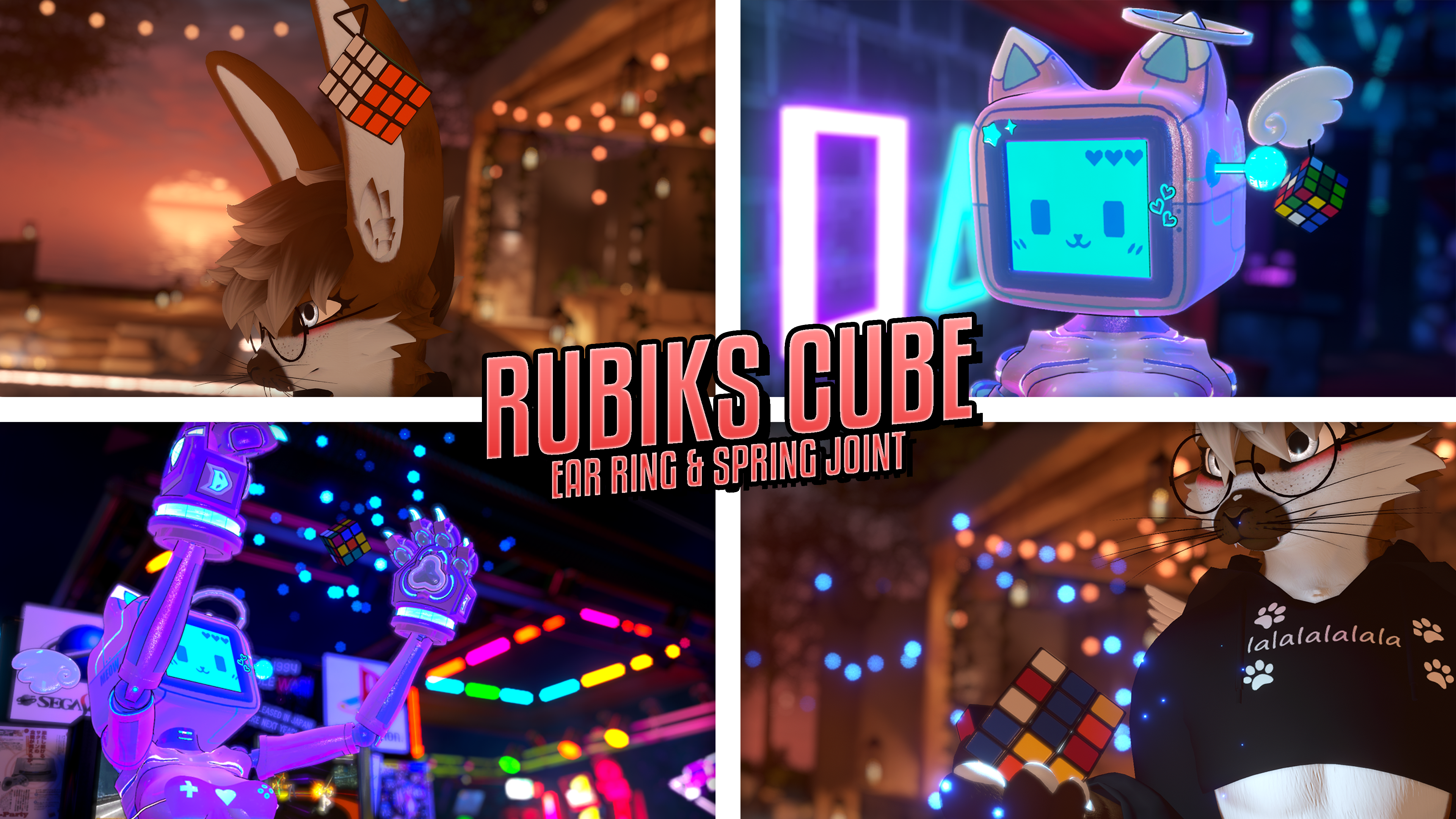 Rubiks Cube Ear Ring & Spring Joint (Animated)