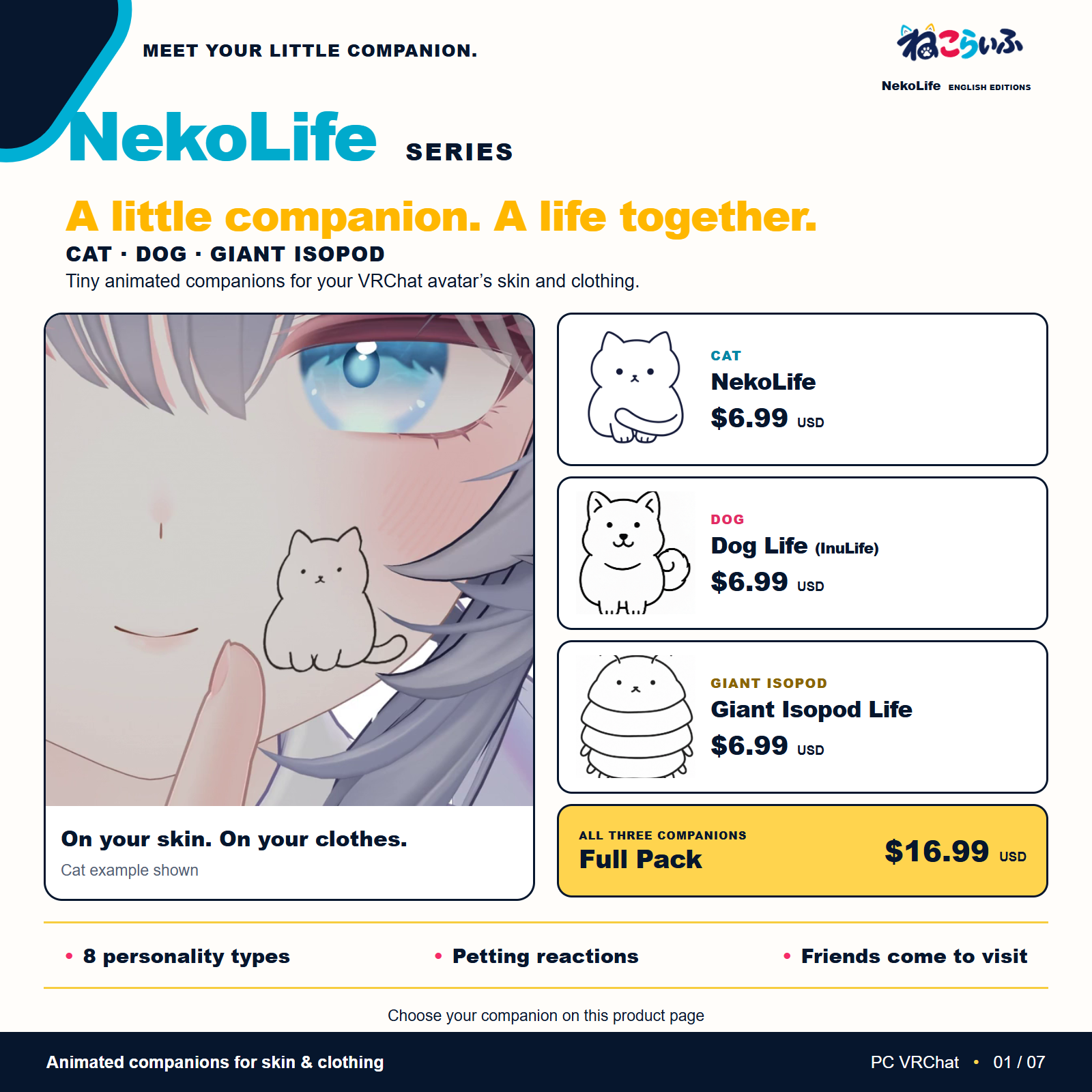 NekoLife | Cat, Dog & Giant Isopod Companions for VRChat