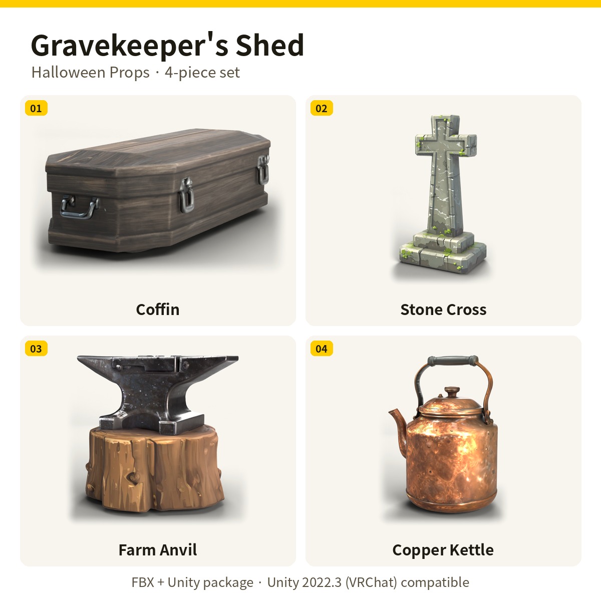 Gravekeeper's Shed: Halloween Props [4-piece set] [3D Model · VRChat/Unity]