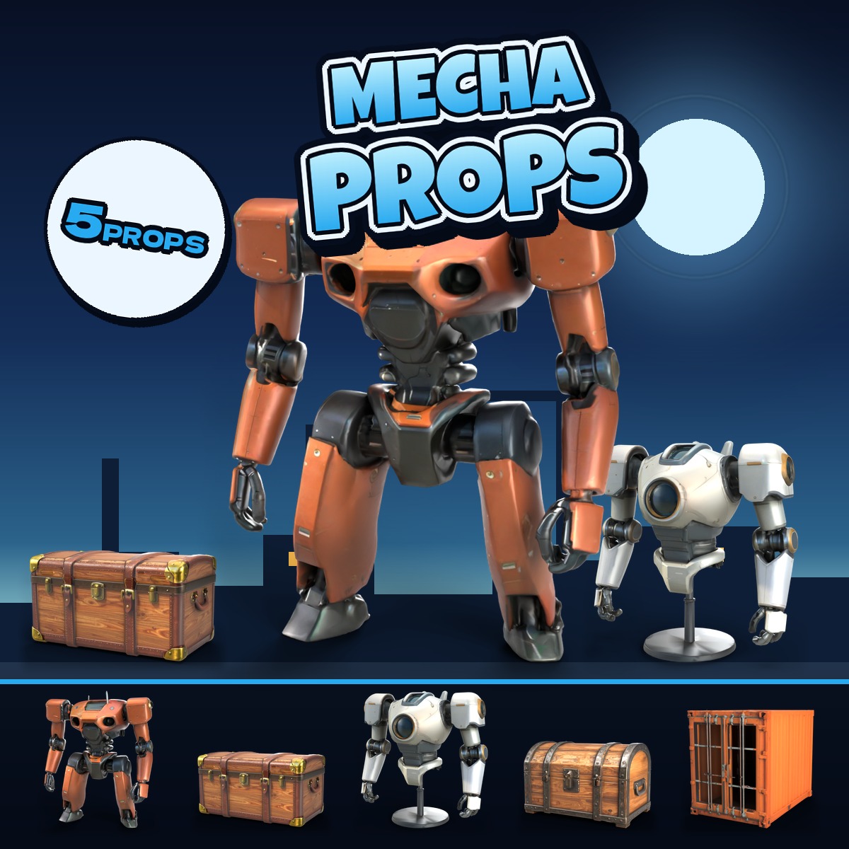 Hangar and Mech: Mecha Workshop Props [5-piece set] [3D Model · VRChat/Unity]