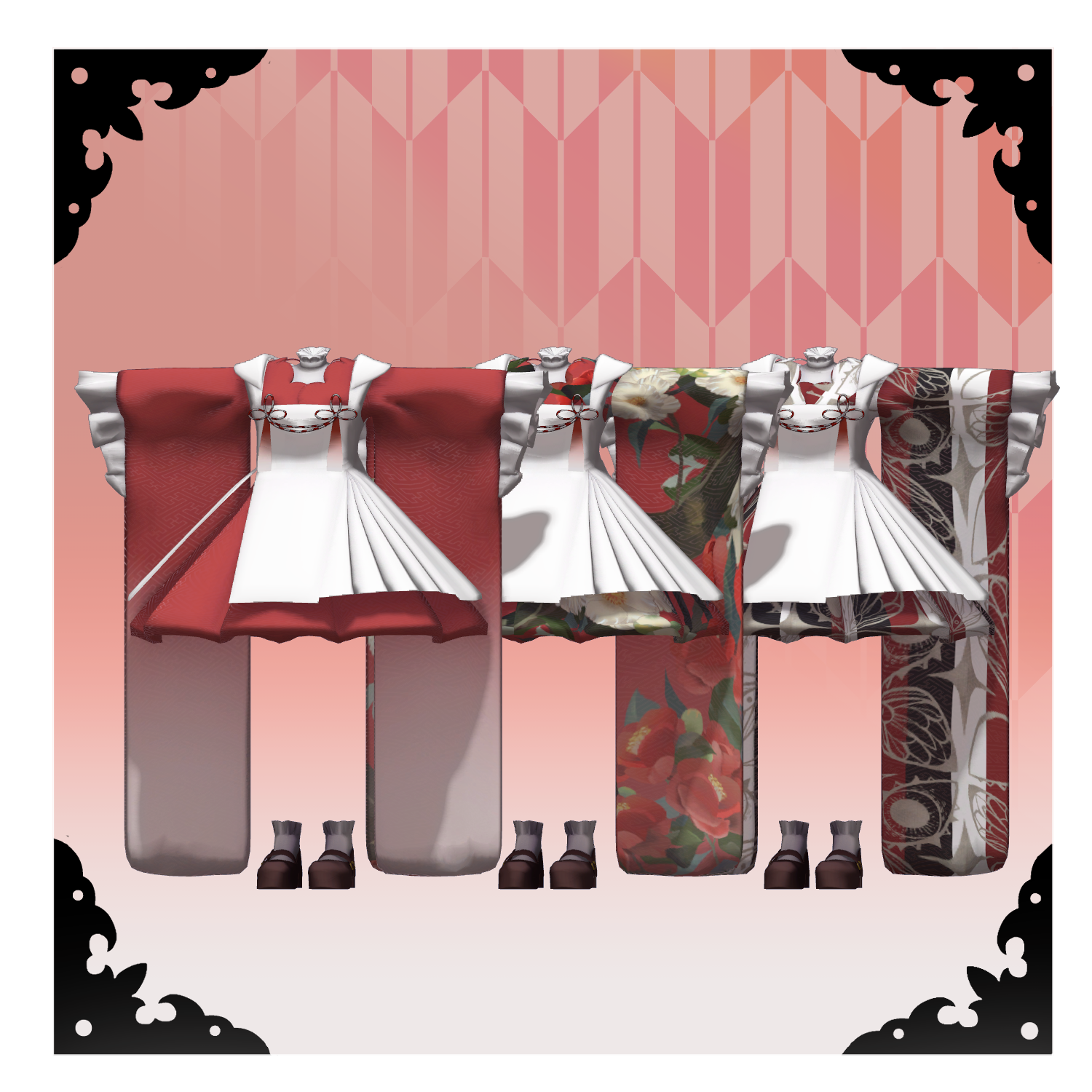 Red & White Apron Dress - VRChat Women's Clothing / CP20