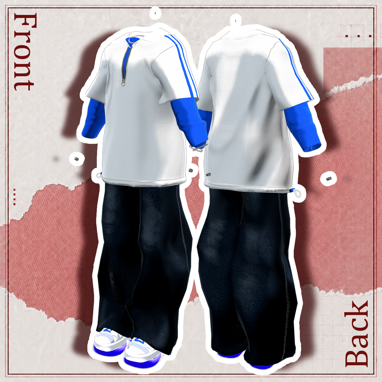 ✨Free Item Included✨2-Way Half-Zip - VRChat Men's Clothing / CP52