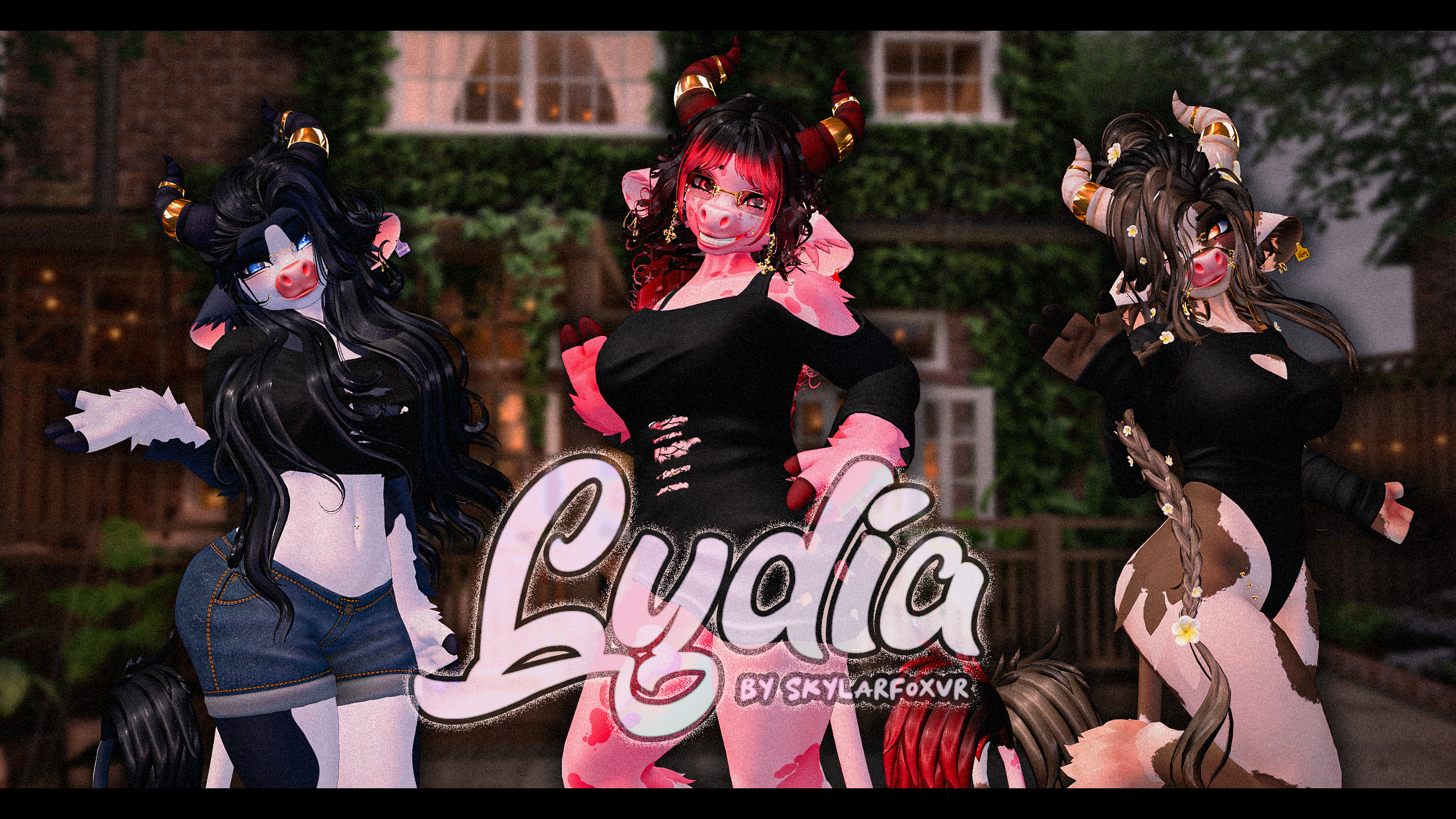 Lydia the Cow II V2 Remix Update II Modular VRChat Avatar Base II PC, Quest , Optimized, MMD, Facetracking, VRCFury Ready !!