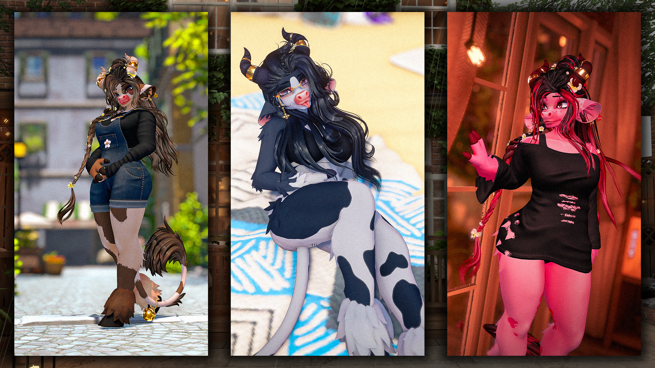 Lydia the Cow II V2 Remix Update II Modular VRChat Avatar Base II PC, Quest , Optimized, MMD, Facetracking, VRCFury Ready !!