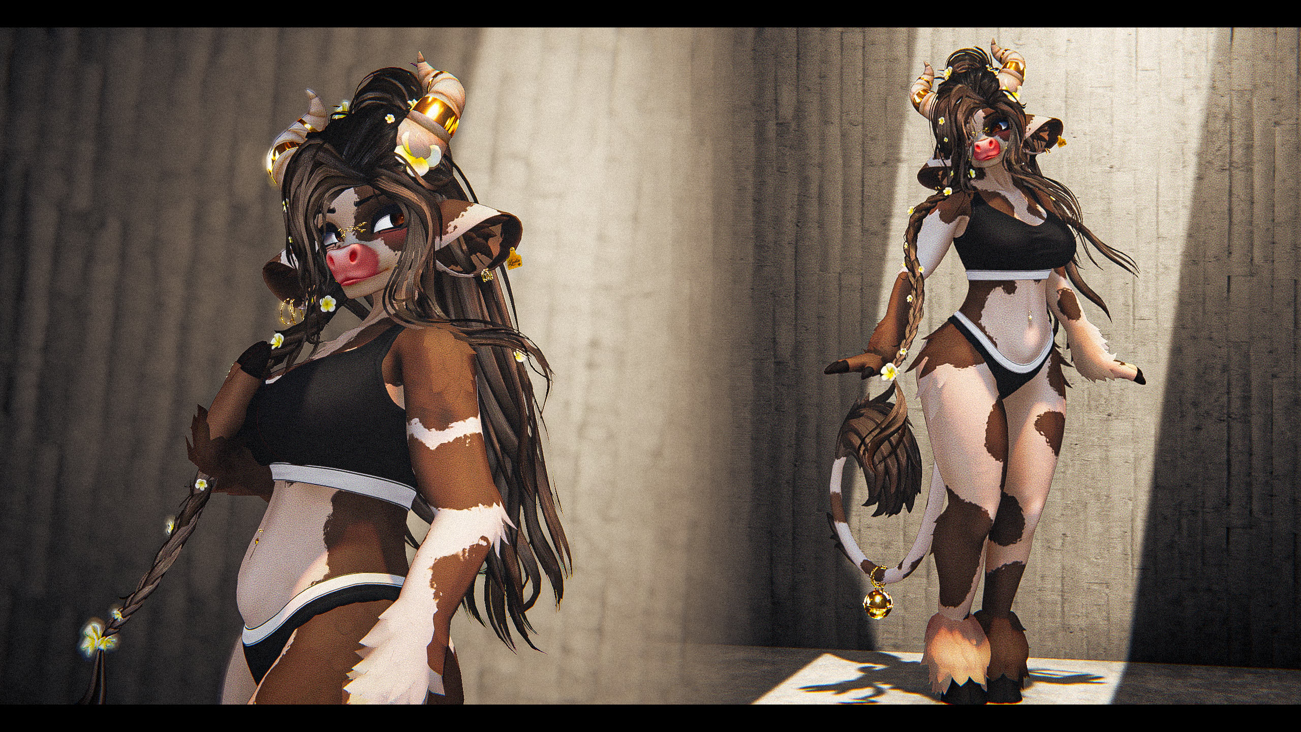Lydia the Cow II V2 Remix Update II Modular VRChat Avatar Base II PC, Quest , Optimized, MMD, Facetracking, VRCFury Ready !!