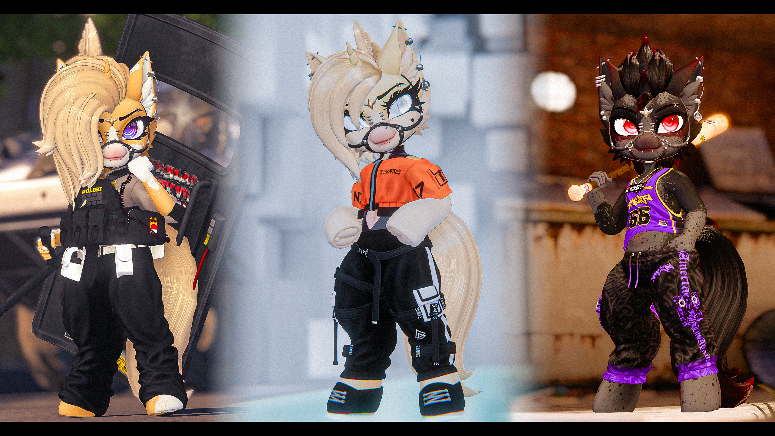 Standing Ponies II Modular VRChat Avatar Base II PC, Quest , Optimized, MMD, Facetracking, VRCFury Ready !!